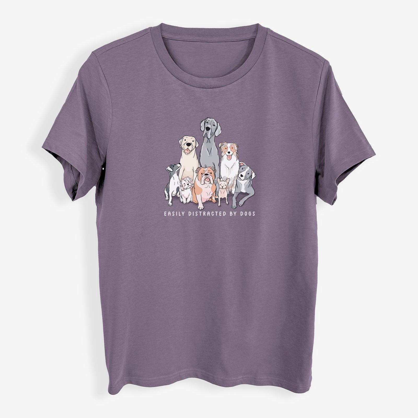 Vibrant Easily Distracted by Dogs - Womens Everyday Maple Tee