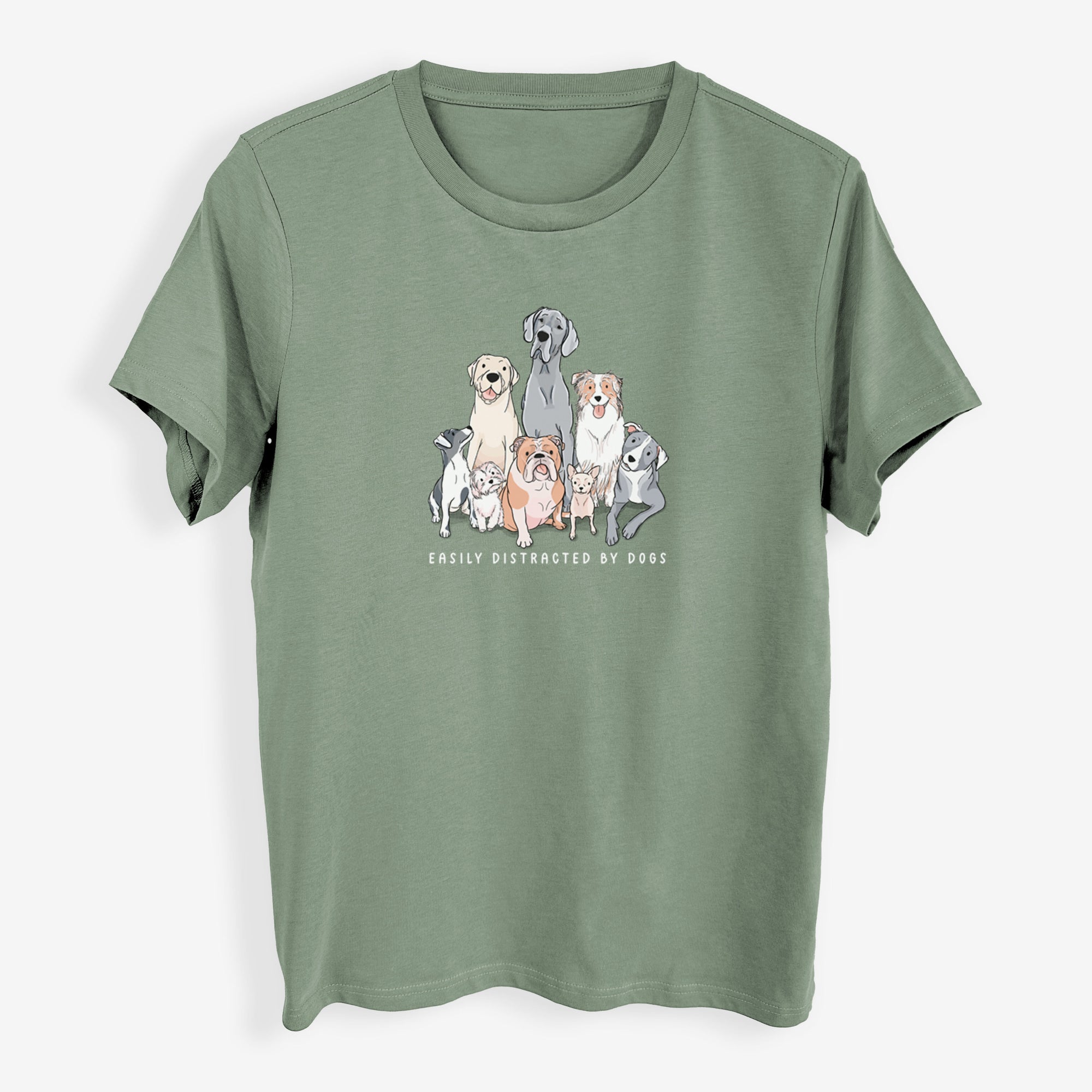 Vibrant Easily Distracted by Dogs - Womens Everyday Maple Tee