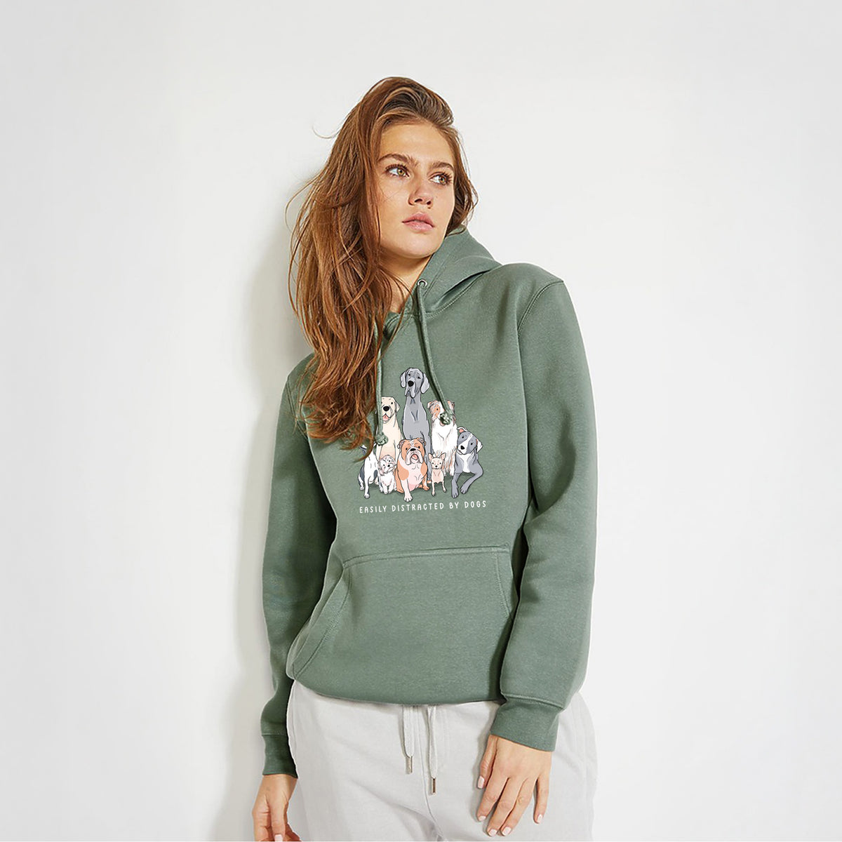 Vibrant Easily Distracted by Dogs - Heavyweight Fleece Hoodie