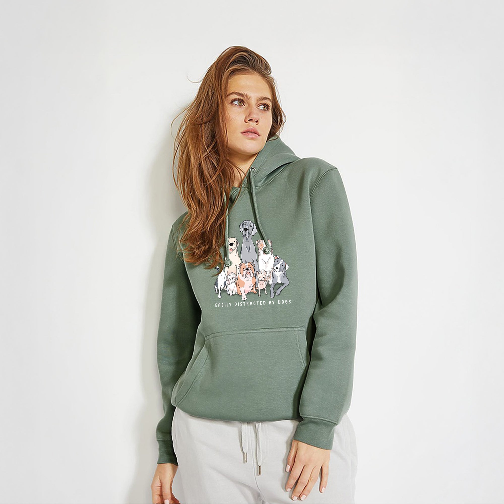 Vibrant Easily Distracted by Dogs - Heavyweight Fleece Hoodie