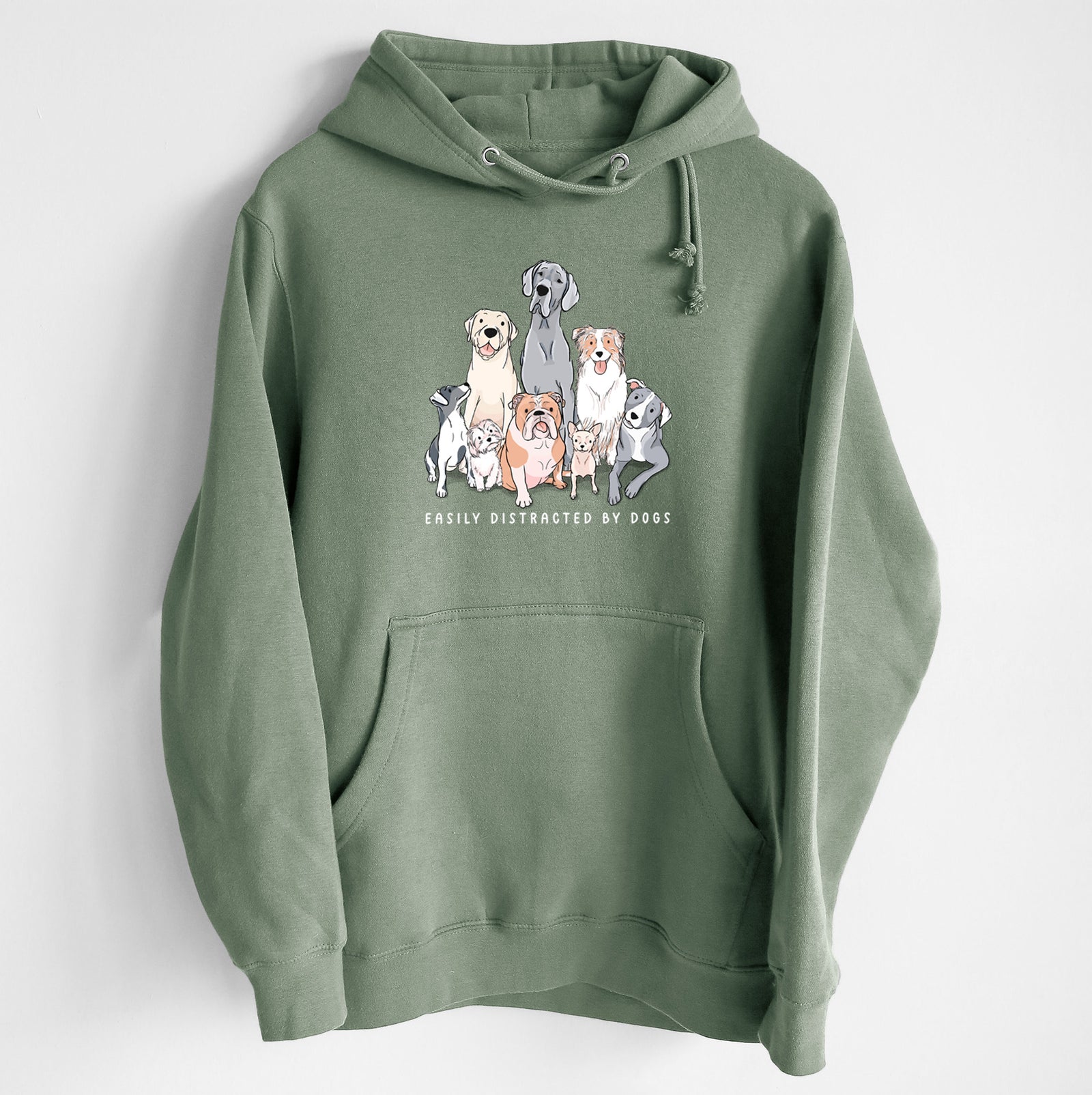 Vibrant Easily Distracted by Dogs - Heavyweight Fleece Hoodie