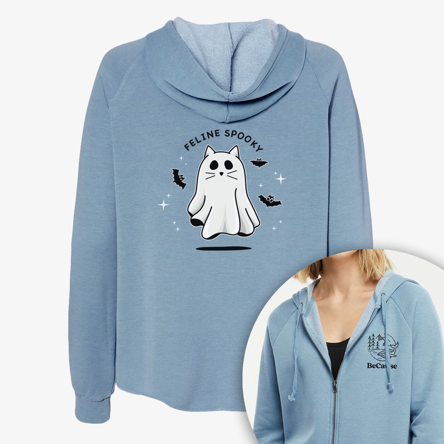 Vibrant Feline Spooky - Women's Cali Wave Zip-Up Sweatshirt