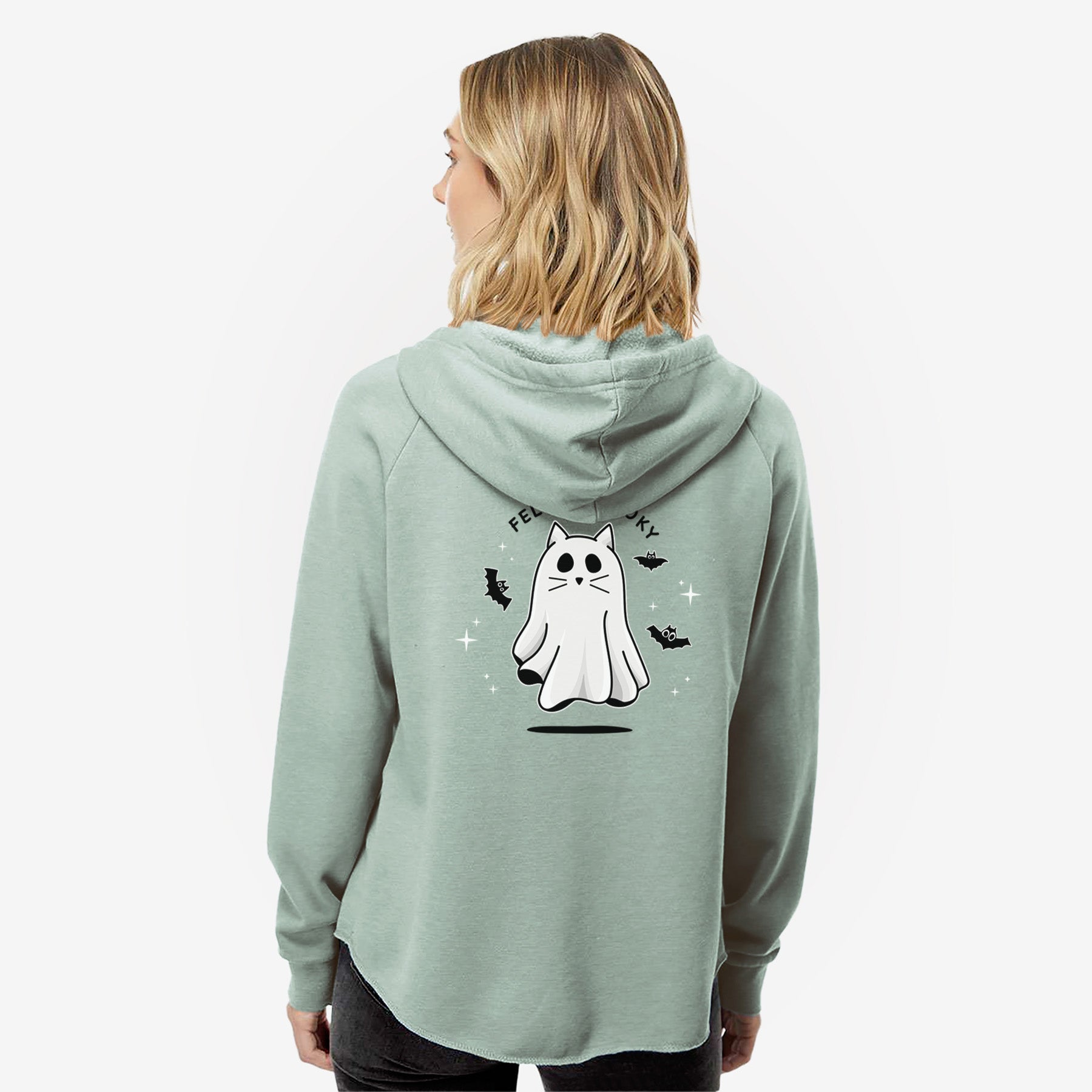 Vibrant Feline Spooky - Women's Cali Wave Zip-Up Sweatshirt