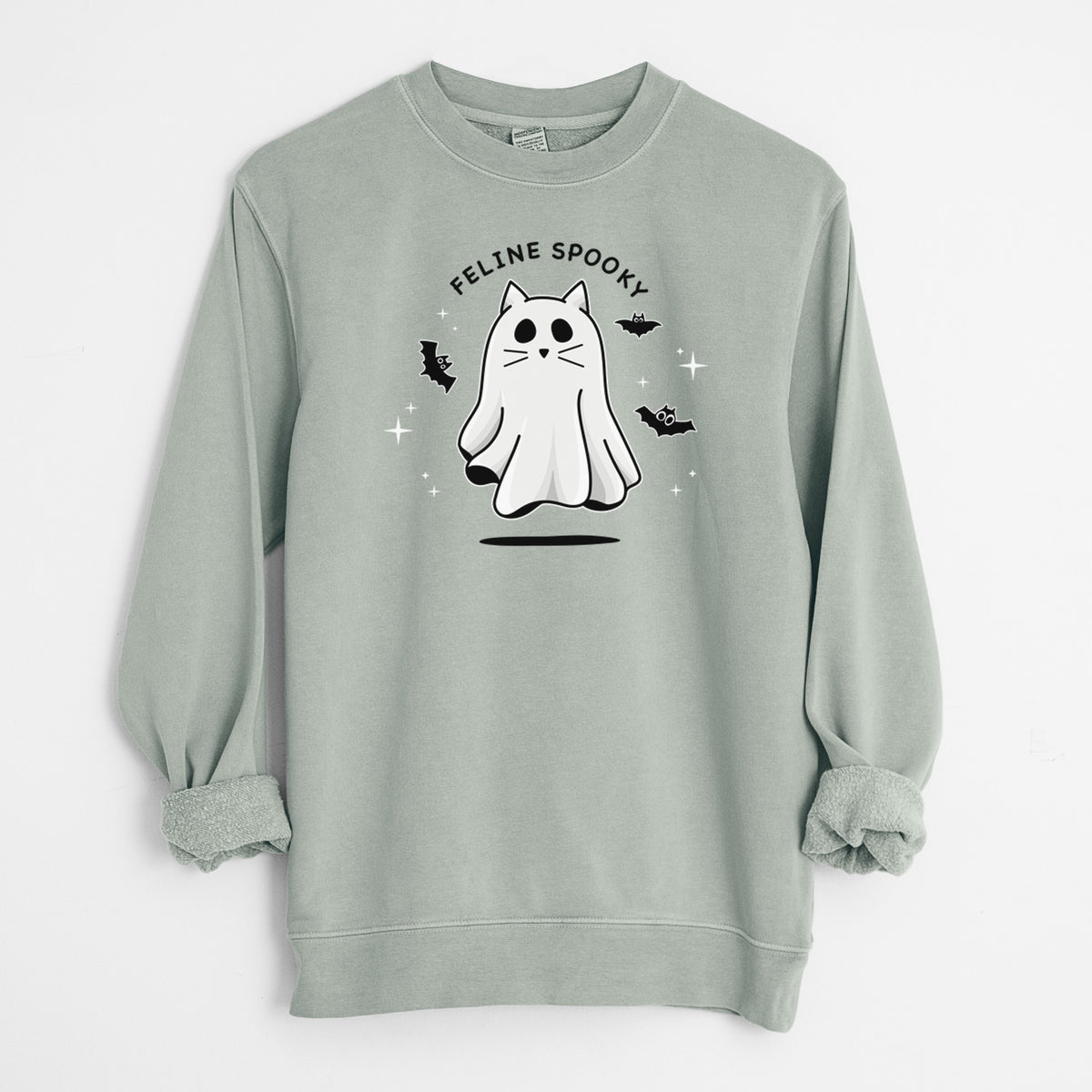 Vibrant Feline Spooky - Unisex Pigment Dyed Crew Sweatshirt