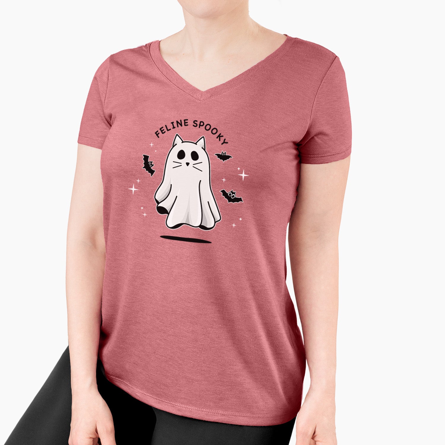 Vibrant Feline Spooky - Women's Perfect V-neck Shirt