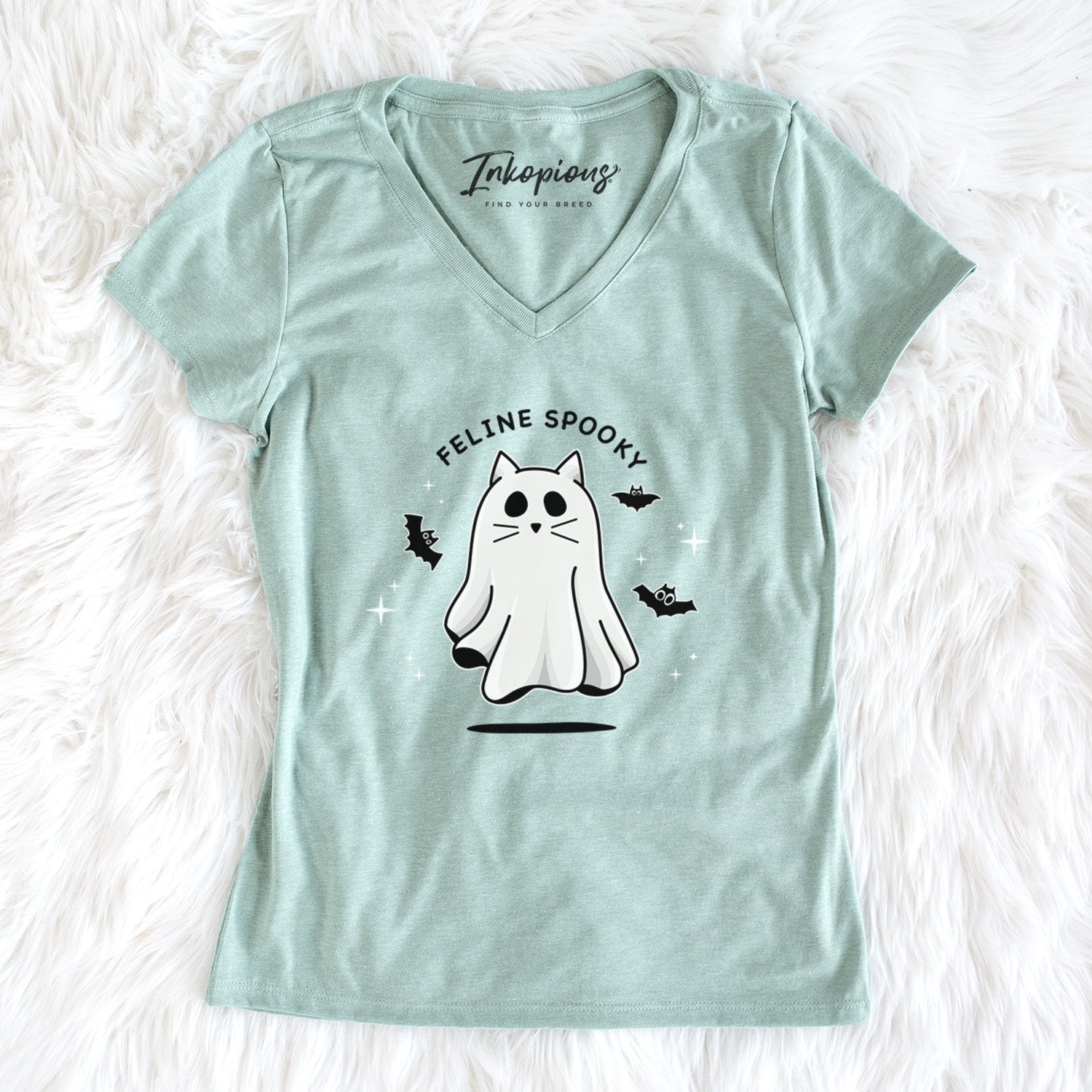 Vibrant Feline Spooky - Women's Perfect V-neck Shirt