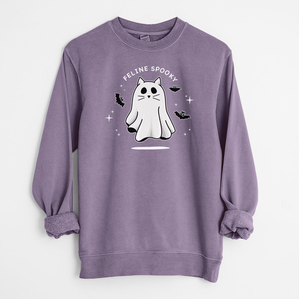 Vibrant Feline Spooky - Unisex Pigment Dyed Crew Sweatshirt