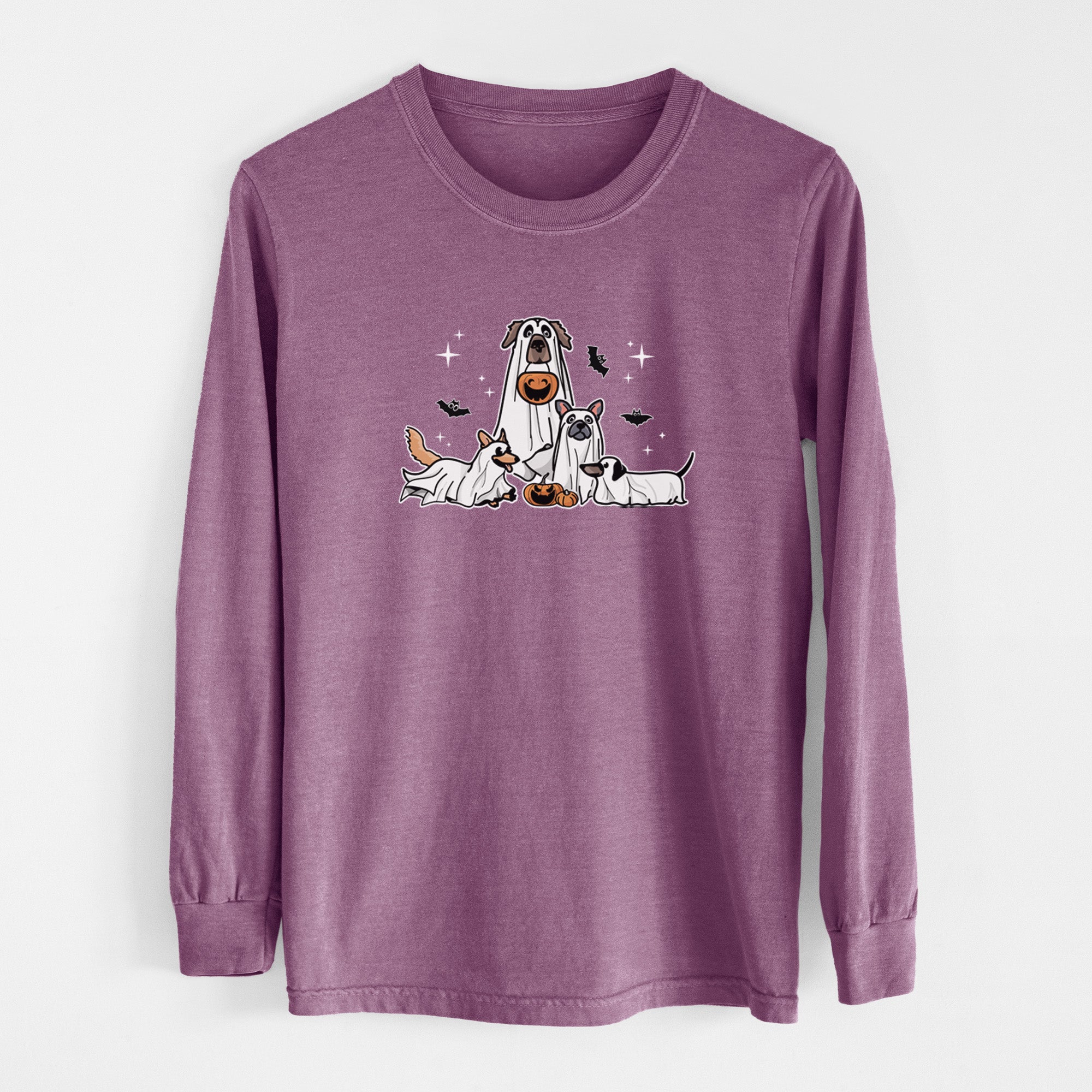 Vibrant Ghost Pups - Heavyweight 100% Cotton Long Sleeve