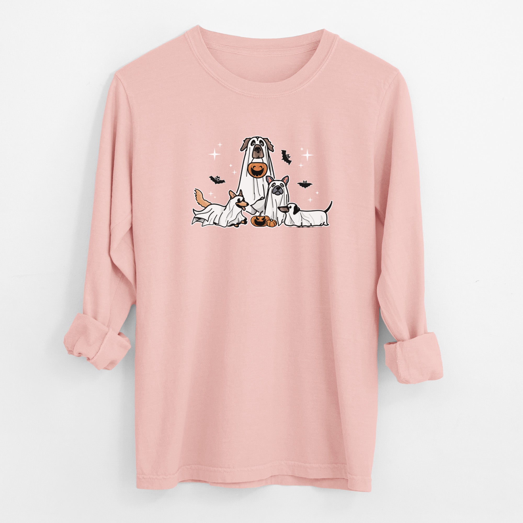 Vibrant Ghost Pups - Heavyweight 100% Cotton Long Sleeve