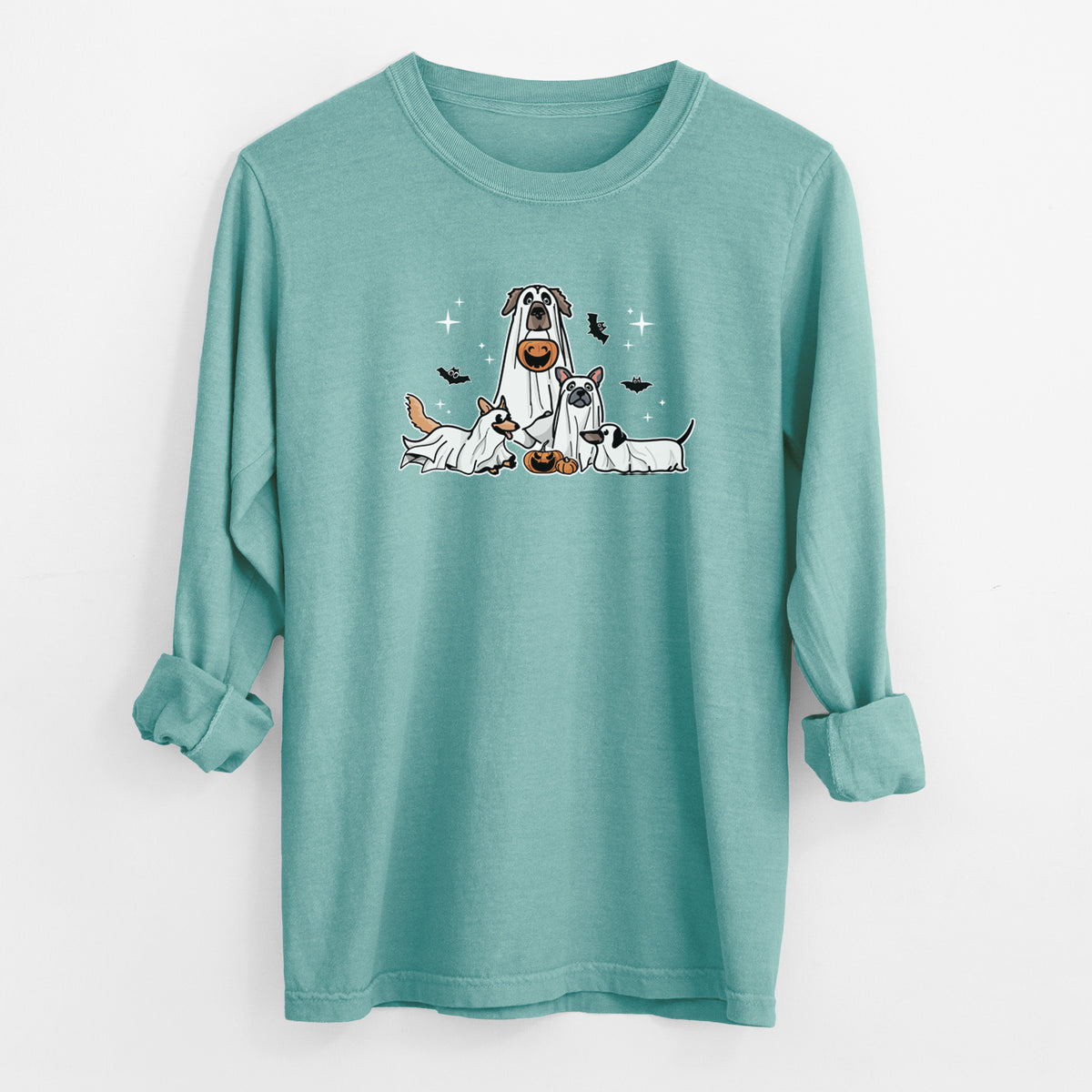 Vibrant Ghost Pups - Heavyweight 100% Cotton Long Sleeve