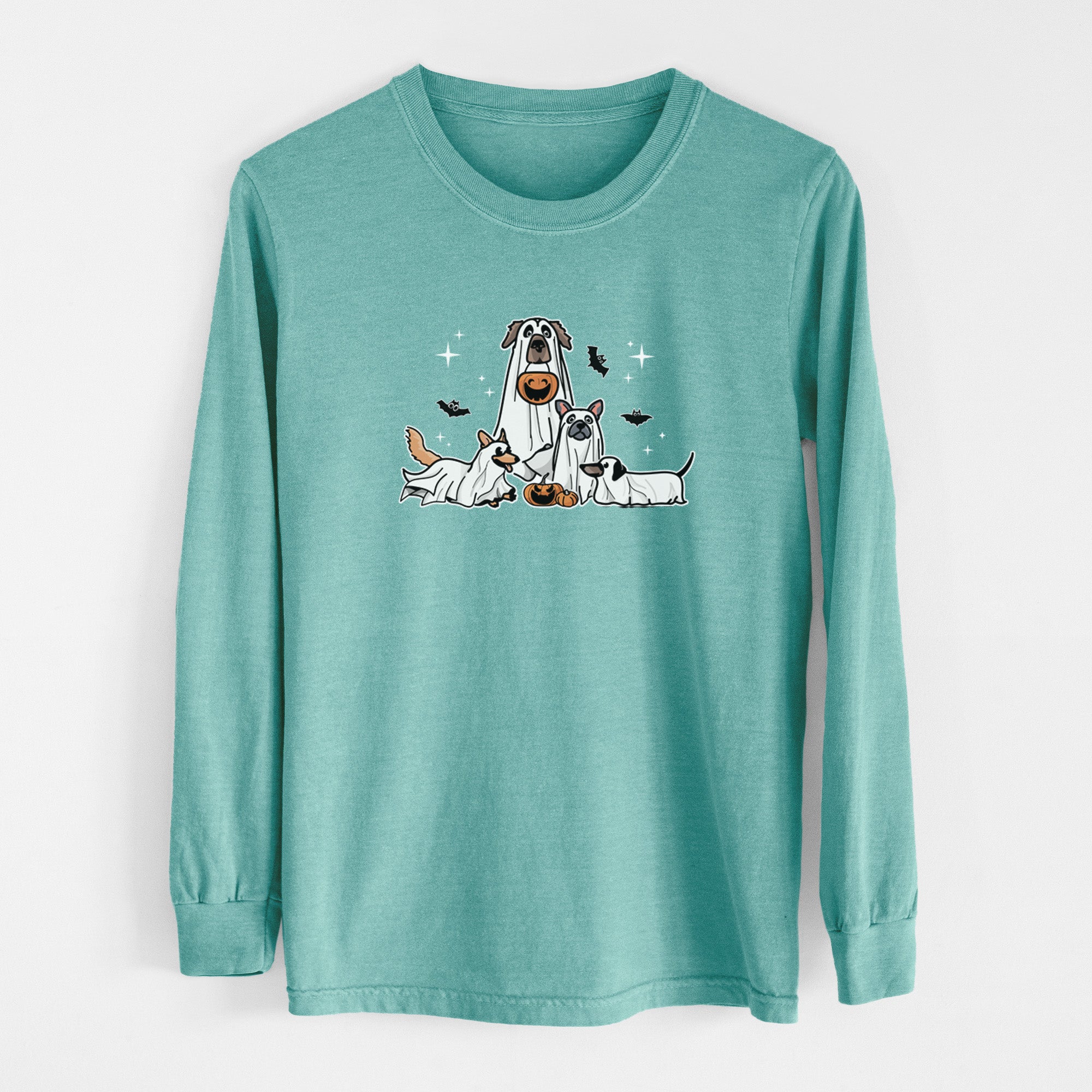 Vibrant Ghost Pups - Heavyweight 100% Cotton Long Sleeve