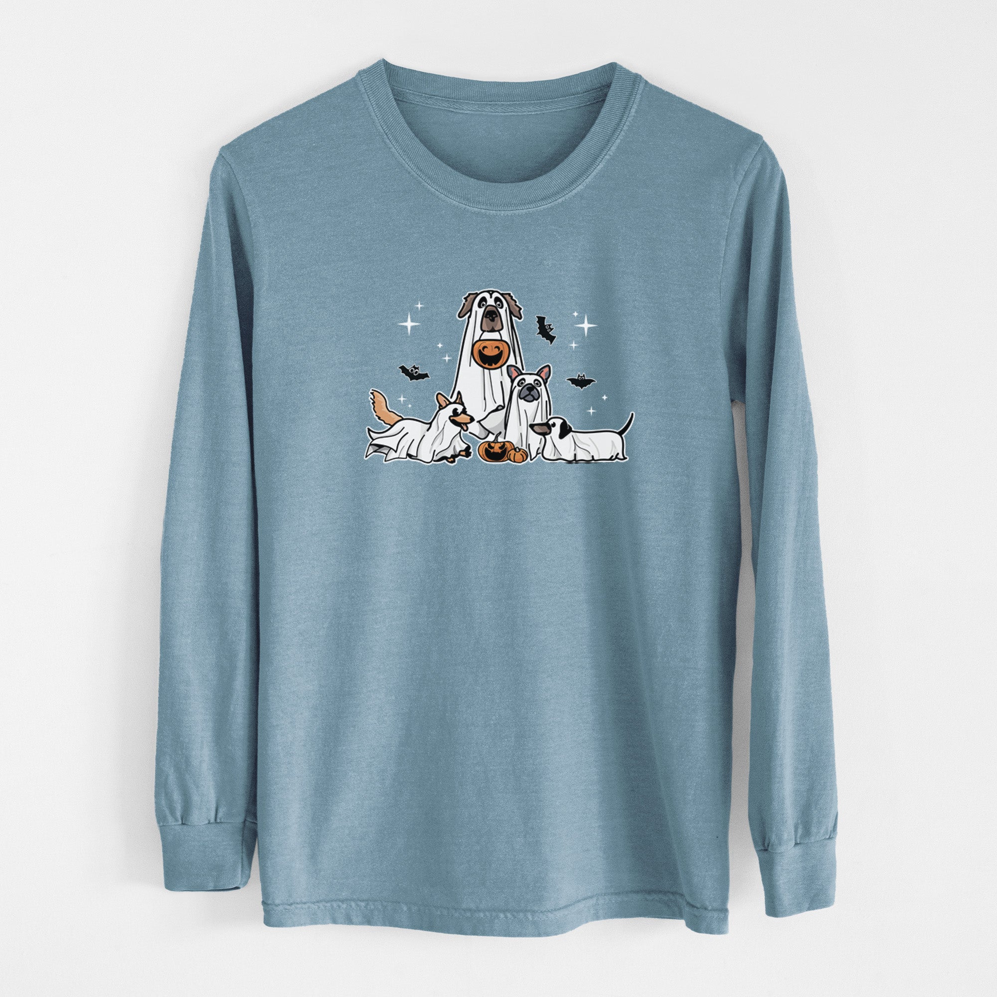 Vibrant Ghost Pups - Heavyweight 100% Cotton Long Sleeve