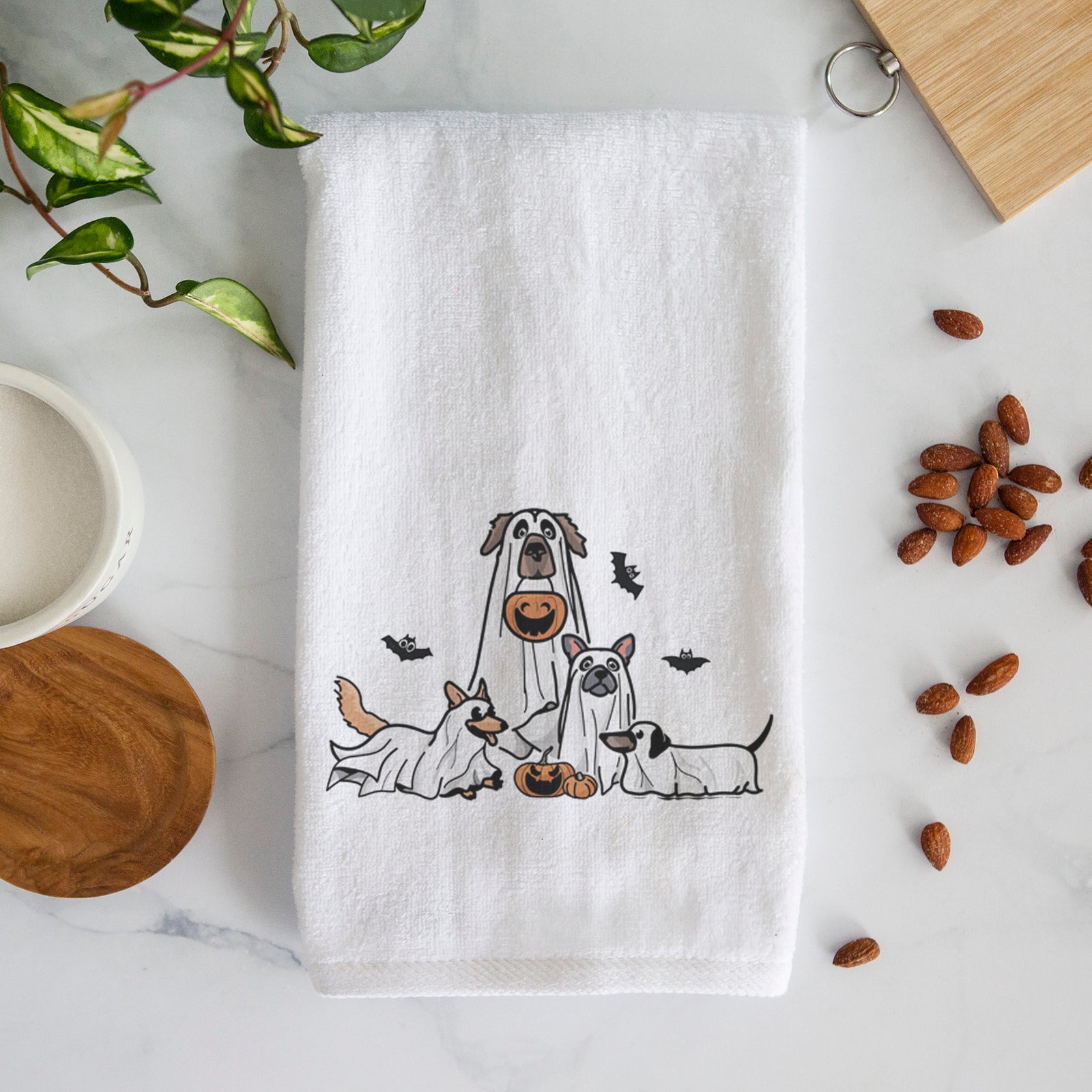 Vibrant Ghost Pups Hand Towel