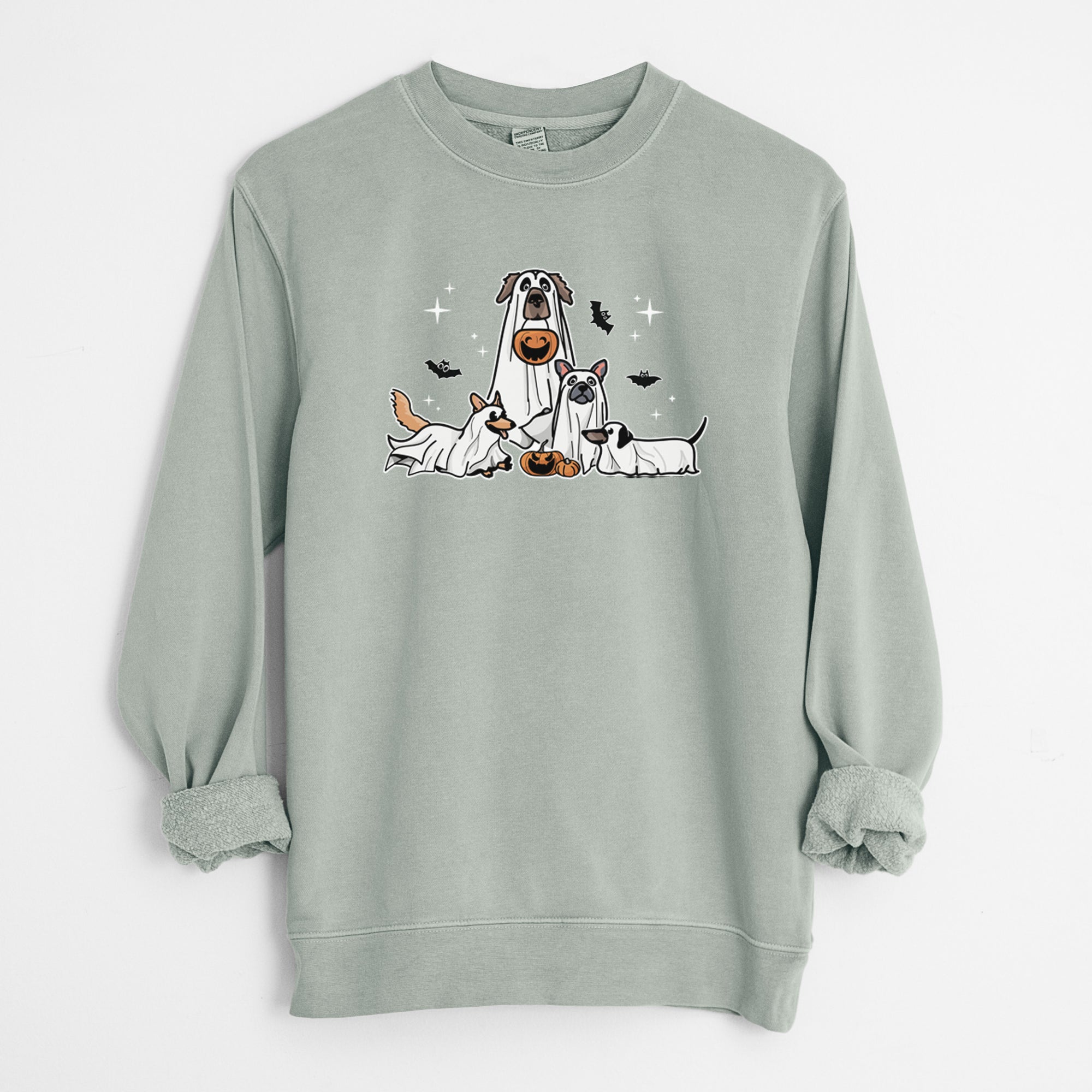 Vibrant Ghost Pups - Unisex Pigment Dyed Crew Sweatshirt