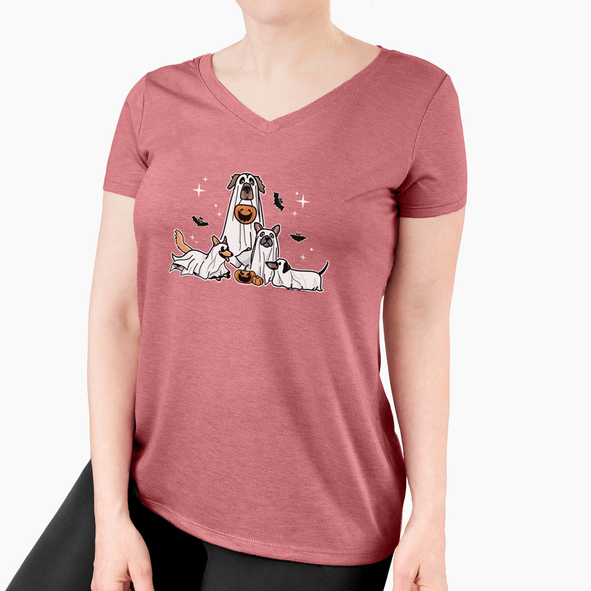 Vibrant Ghost Pups - Women's Perfect V-neck Shirt