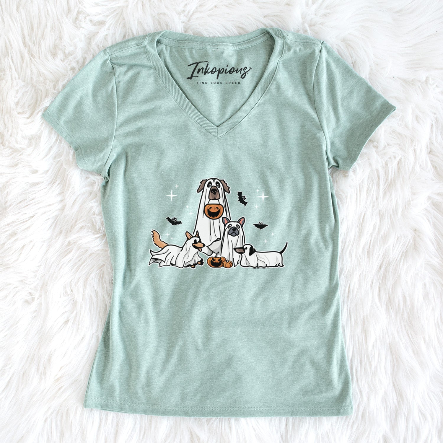 Vibrant Ghost Pups - Women's Perfect V-neck Shirt