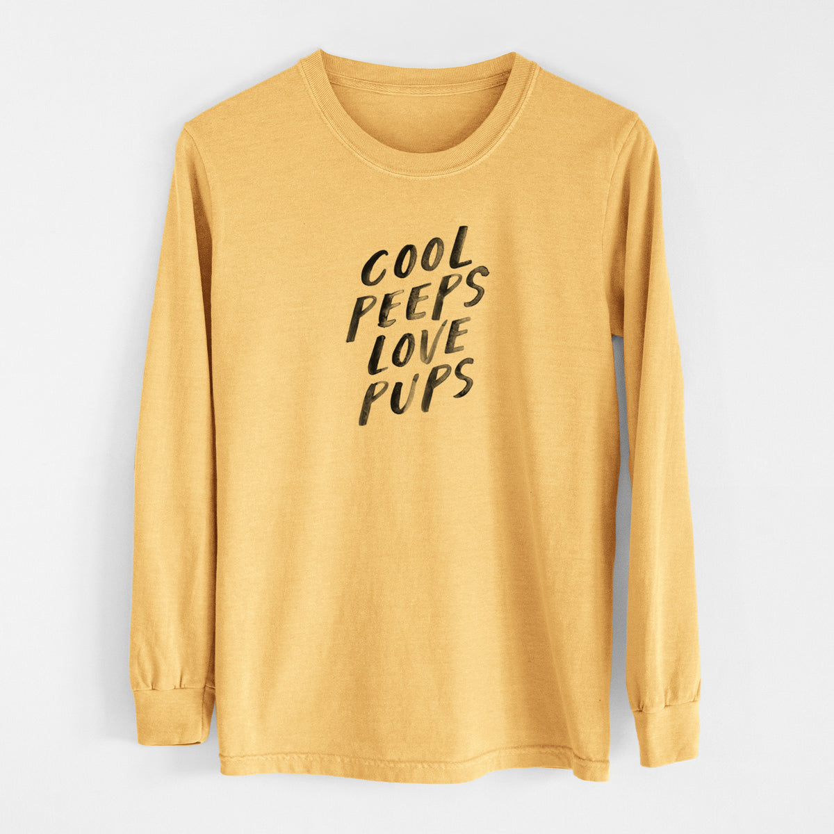 Cool Peeps Love Pups - Men&#39;s Heavyweight 100% Cotton Long Sleeve