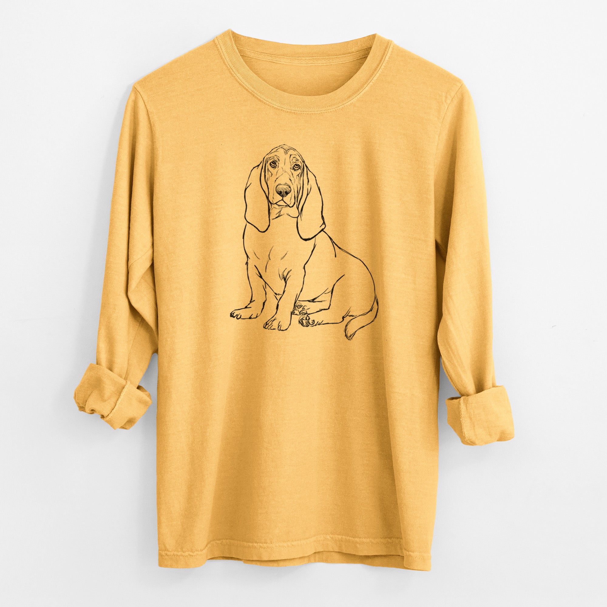 Doodled Blueberry the Basset Hound - Heavyweight 100% Cotton Long Sleeve