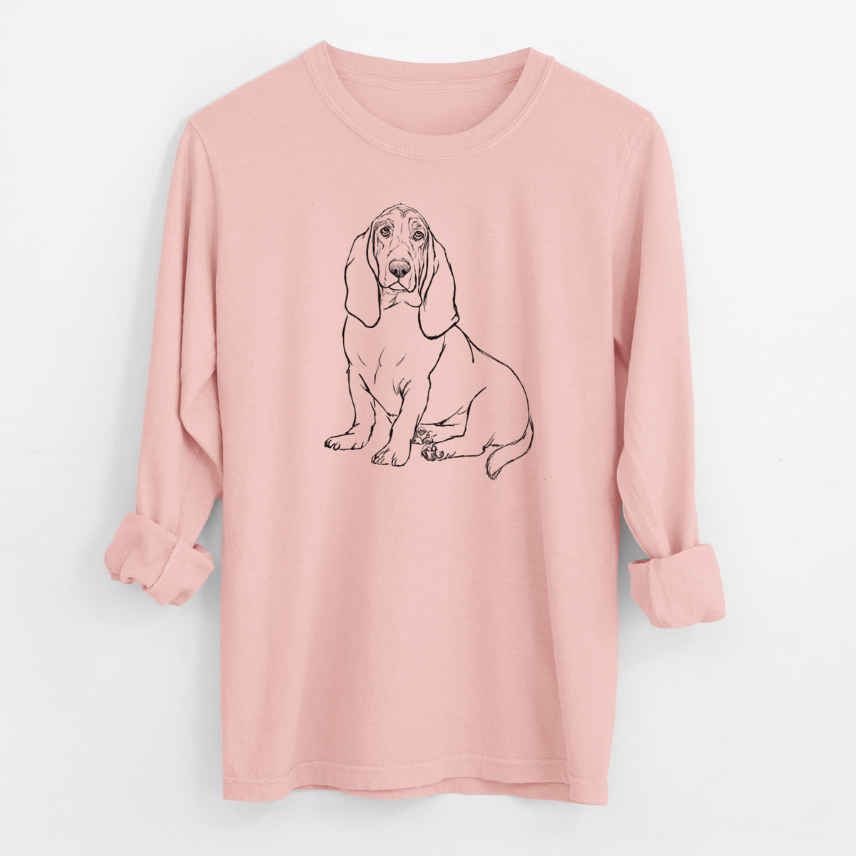 Doodled Blueberry the Basset Hound - Heavyweight 100% Cotton Long Sleeve