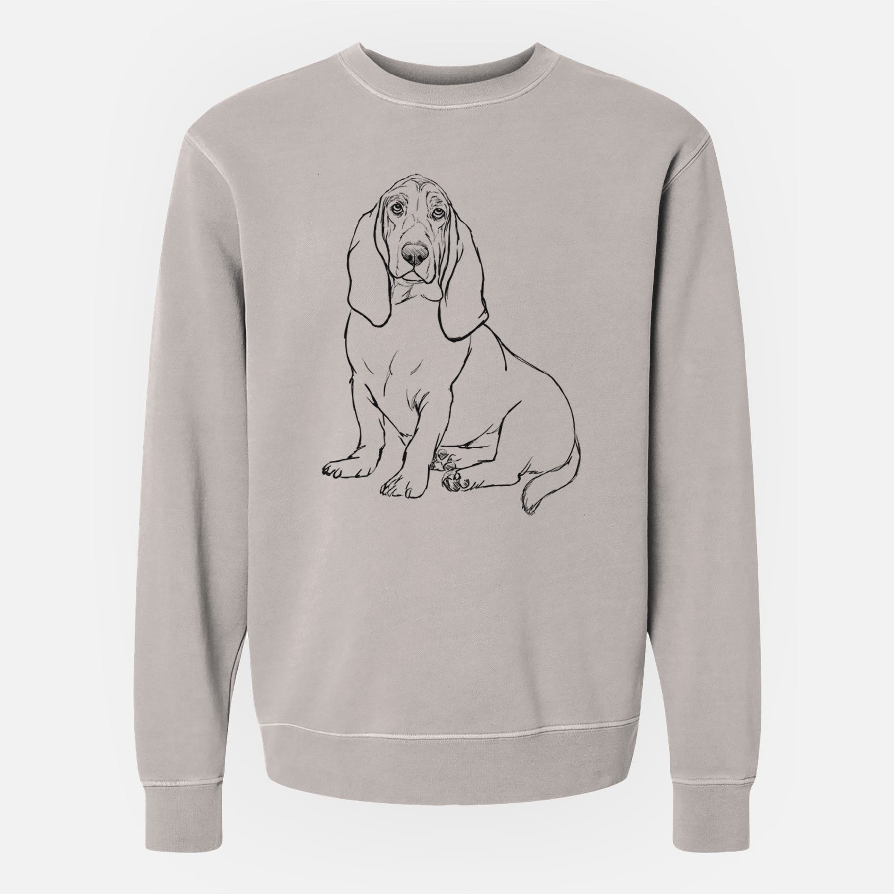 Doodled Blueberry the Basset Hound - Unisex Pigment Dyed Crew Sweatshirt