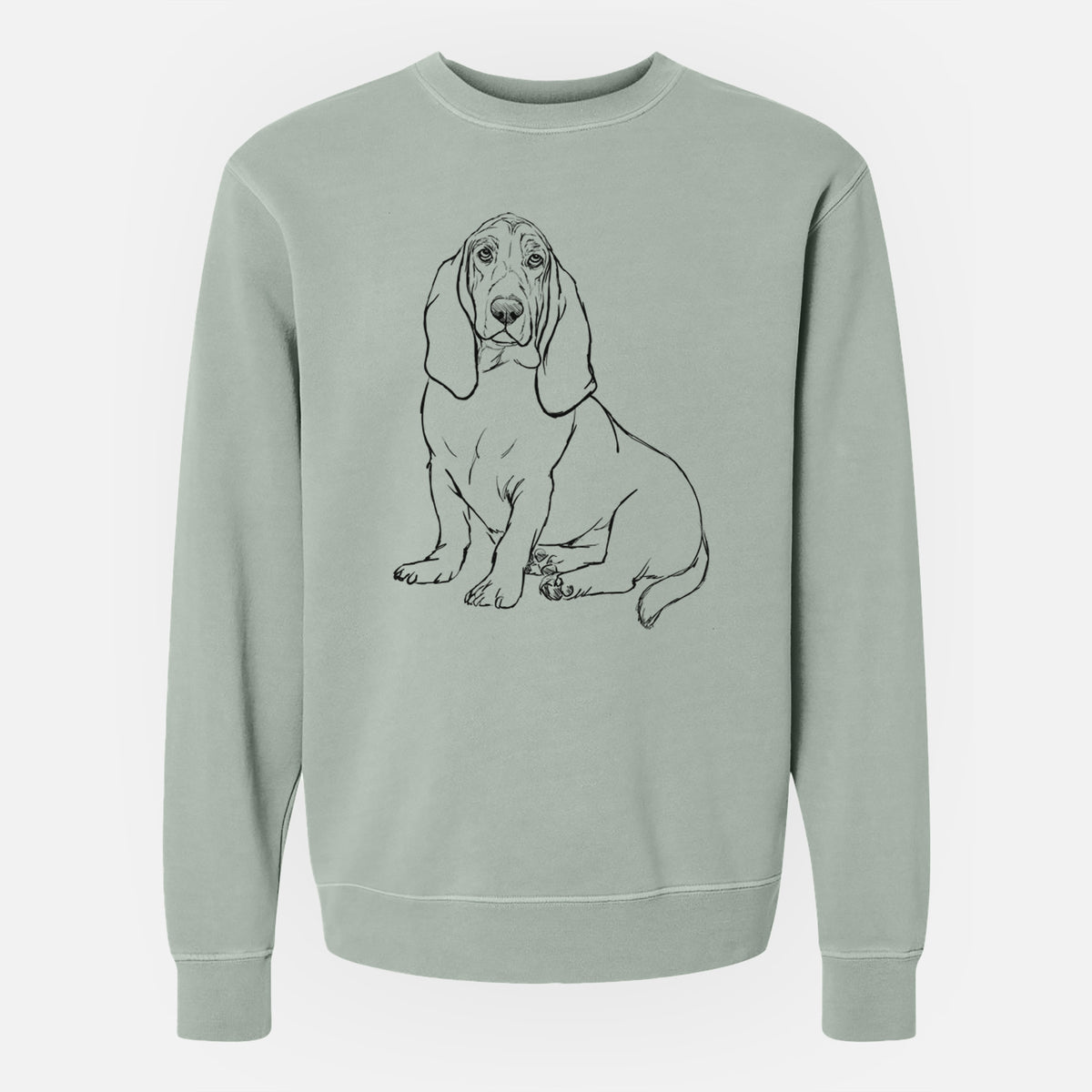 Doodled Blueberry the Basset Hound - Unisex Pigment Dyed Crew Sweatshirt