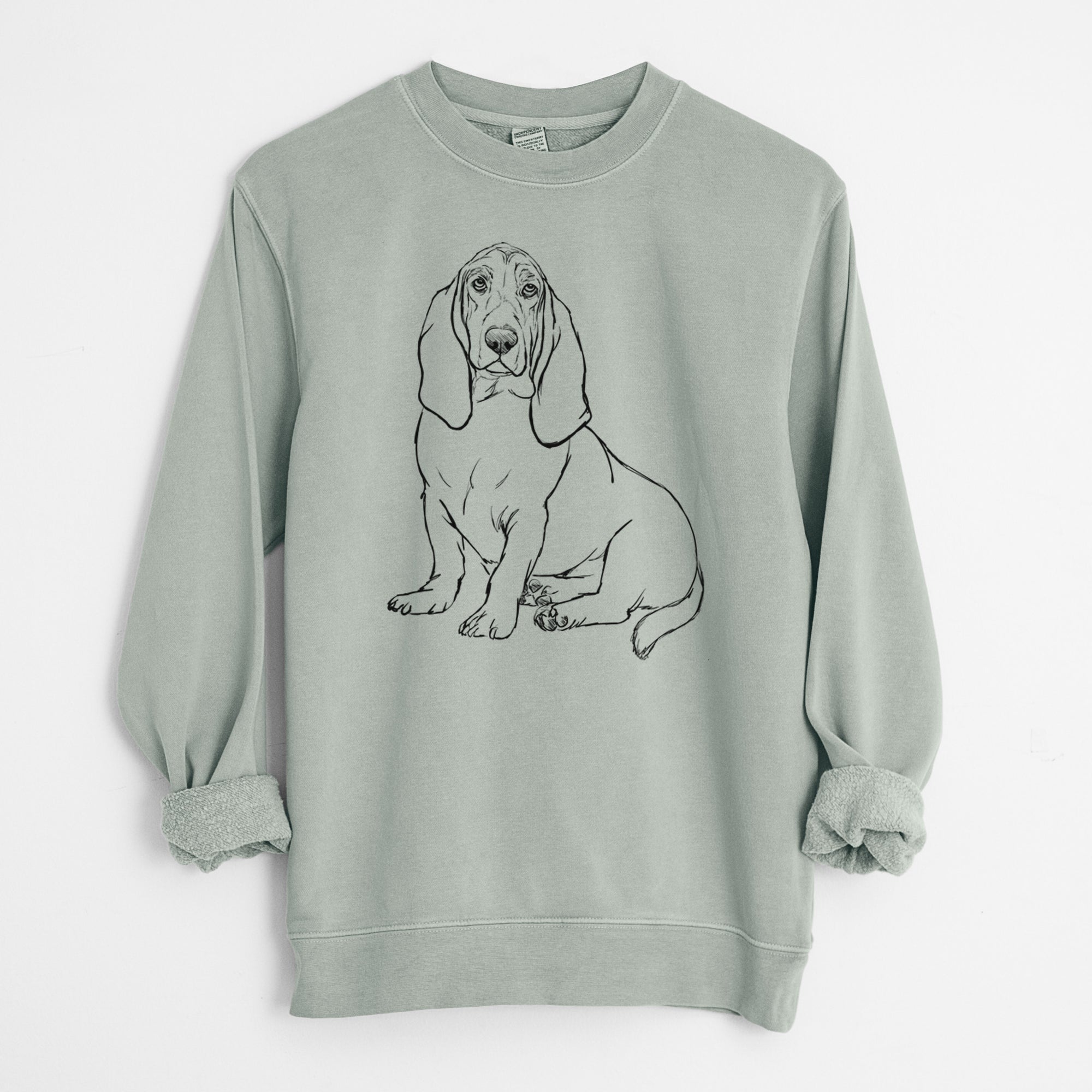 Doodled Blueberry the Basset Hound - Unisex Pigment Dyed Crew Sweatshirt