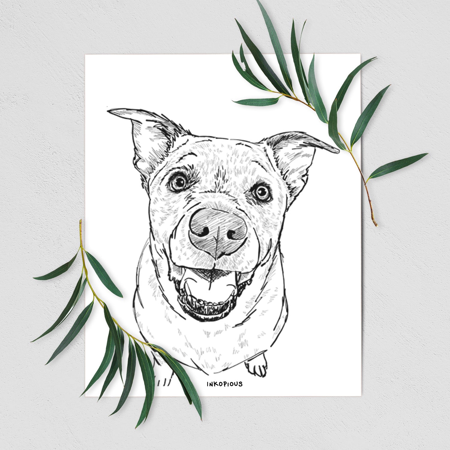 Doodled Boulder the Boxer/Heeler/Corgi Art Print