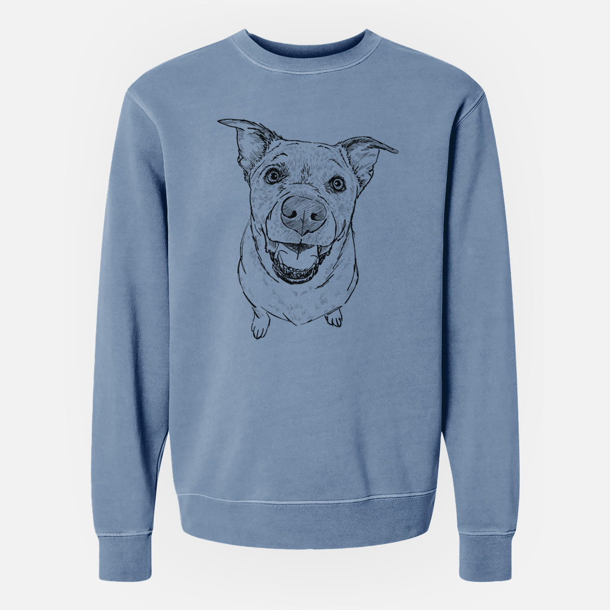 Doodled Boulder the Boxer/Heeler/Corgi - Unisex Pigment Dyed Crew Sweatshirt