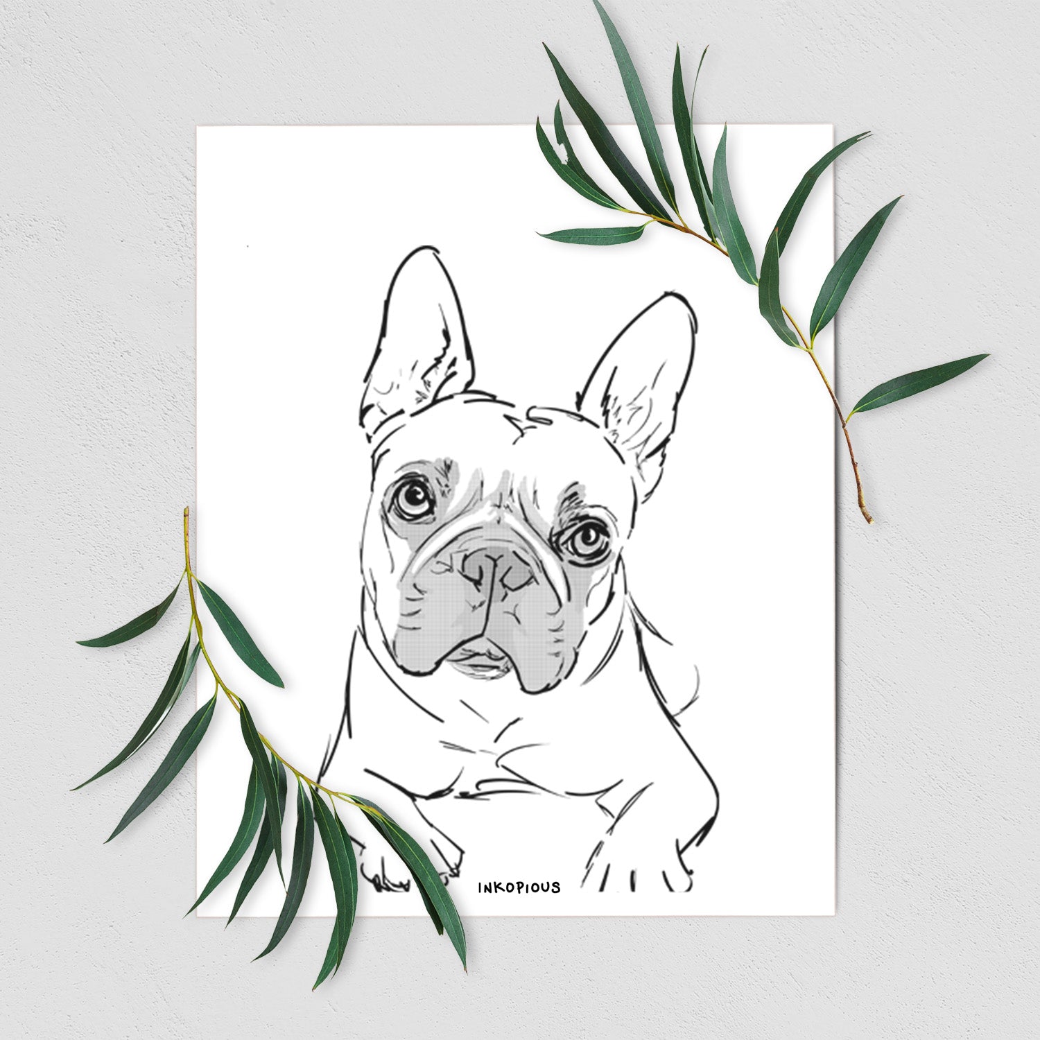 Doodled Buster the French Bulldog Art Print