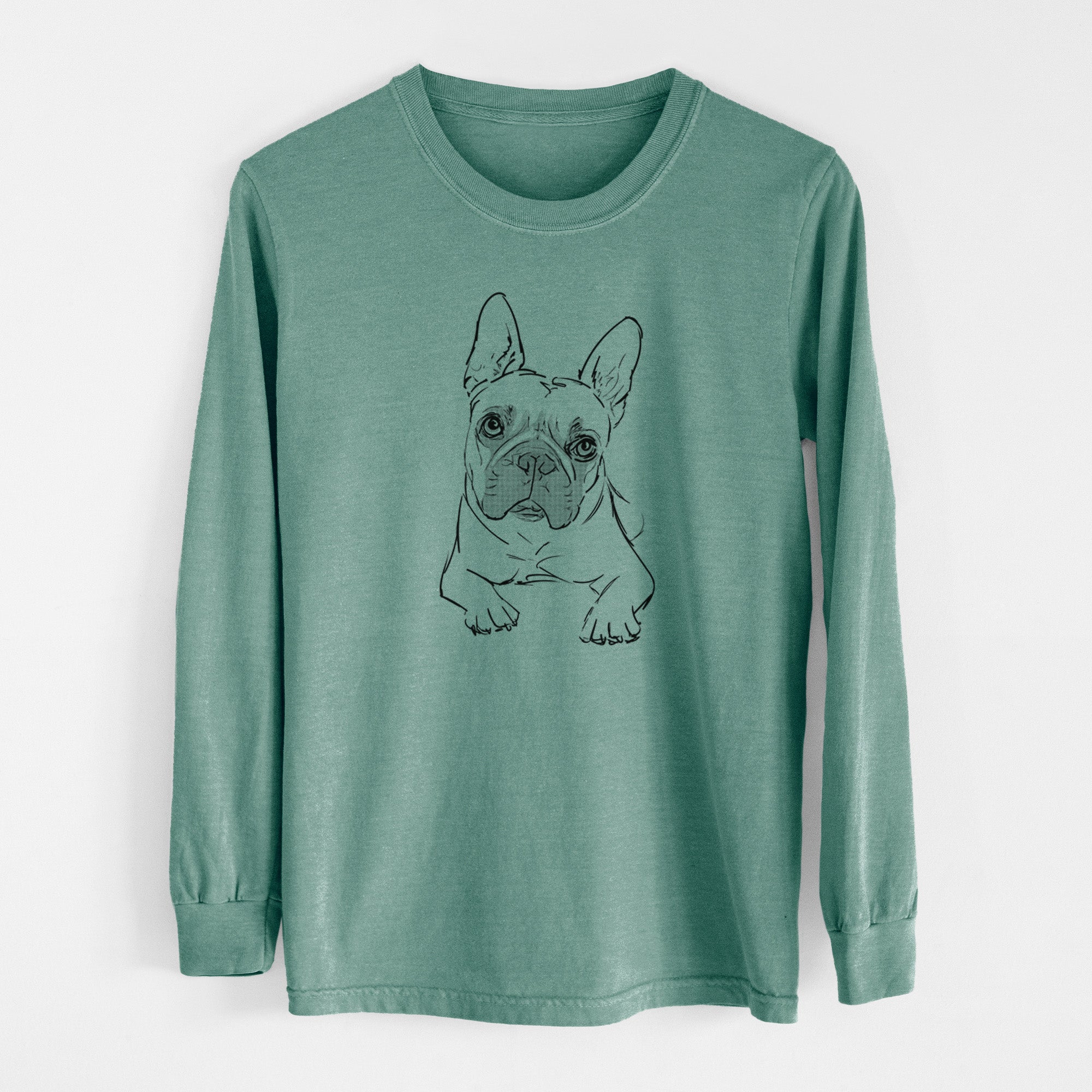 Doodled Buster the French Bulldog - Heavyweight 100% Cotton Long Sleeve