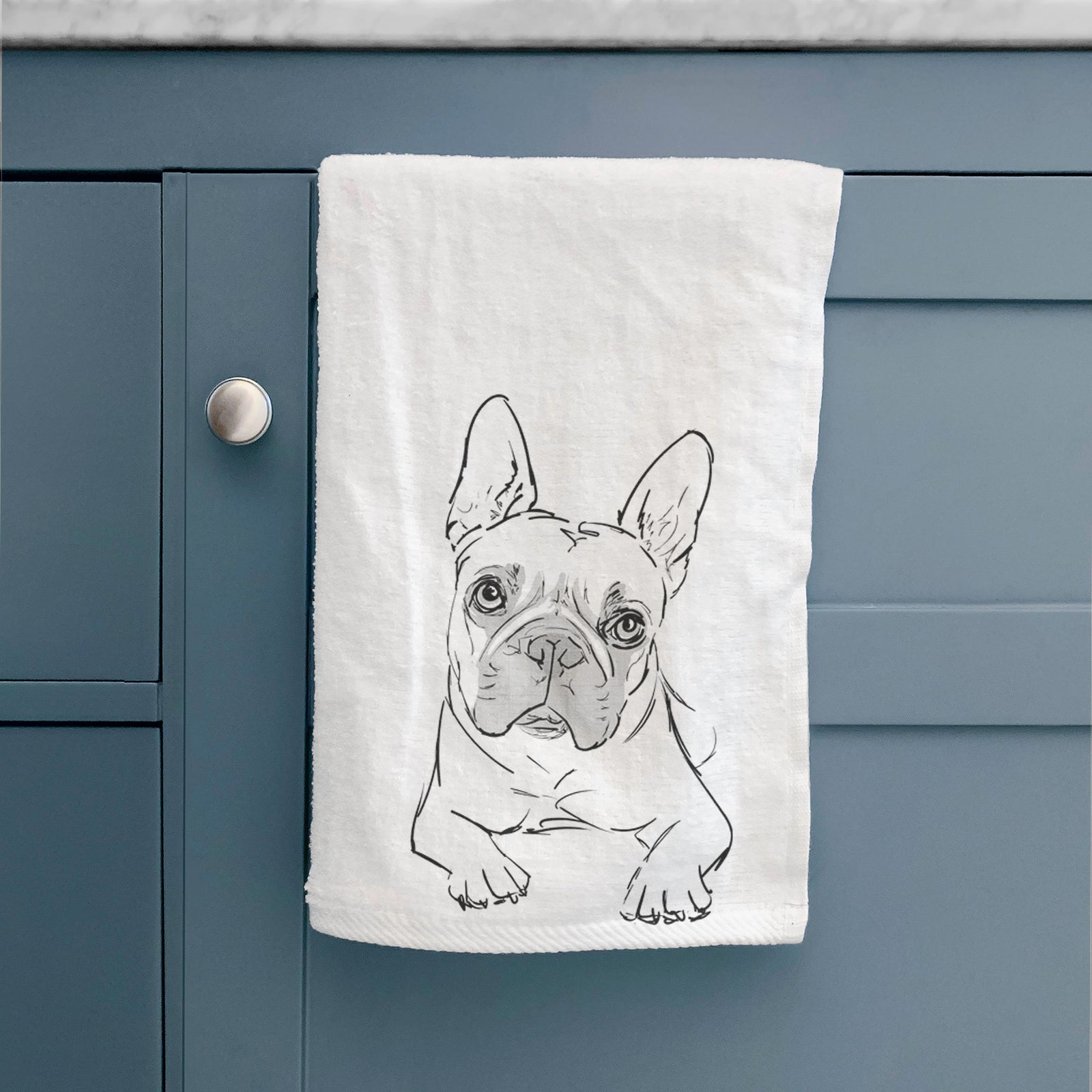 Doodled Buster the French Bulldog Premium Hand Towel