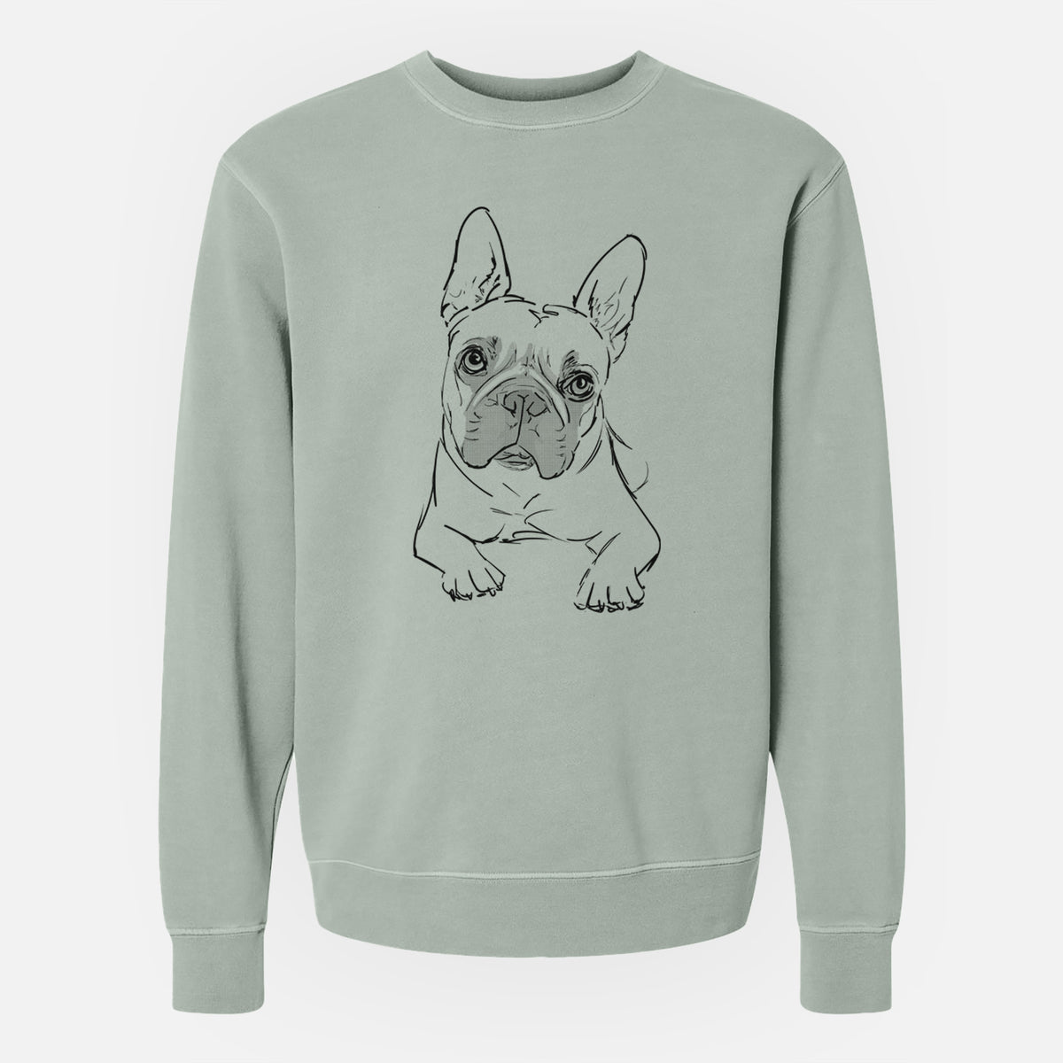 Doodled Buster the French Bulldog - Unisex Pigment Dyed Crew Sweatshirt