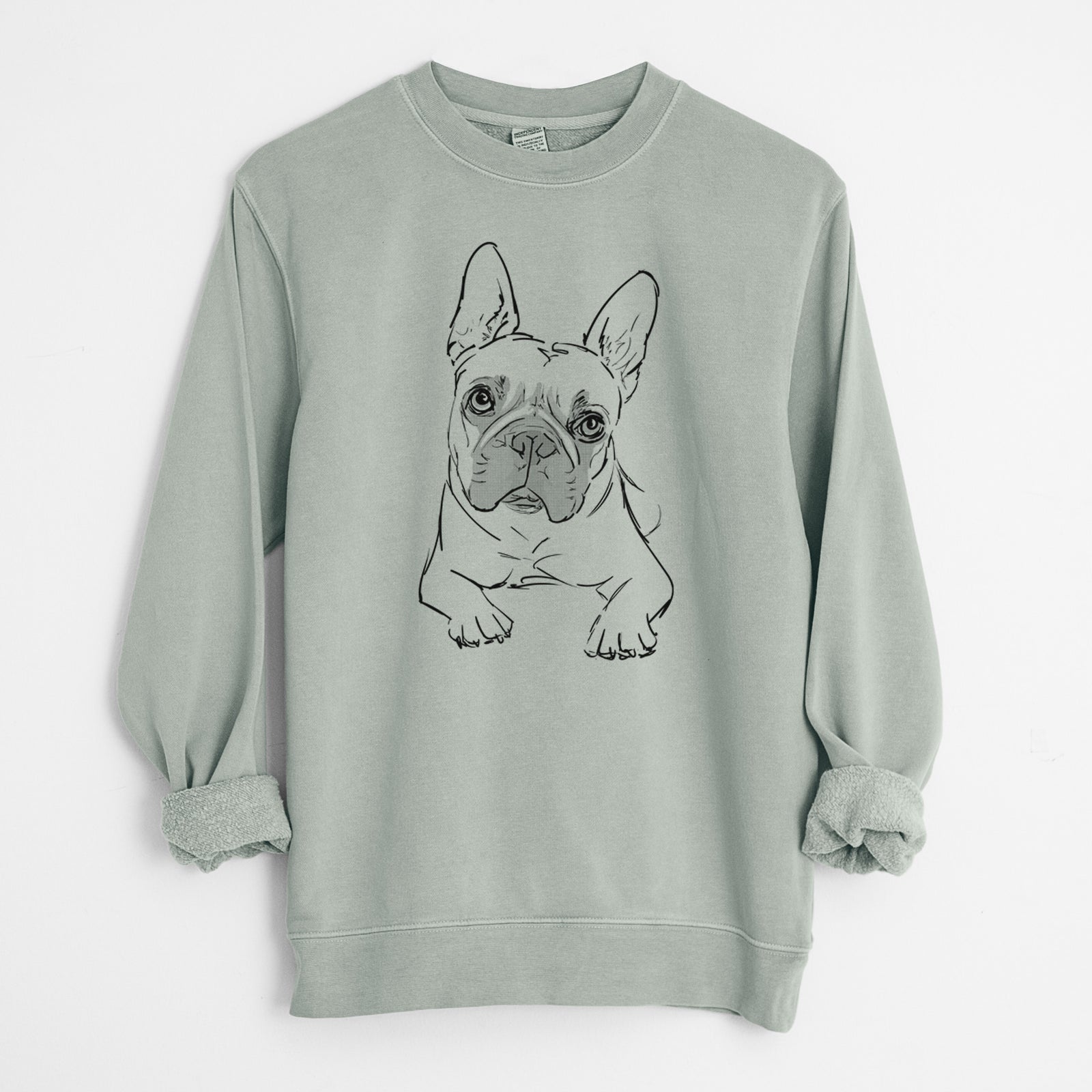 Doodled Buster the French Bulldog - Unisex Pigment Dyed Crew Sweatshirt