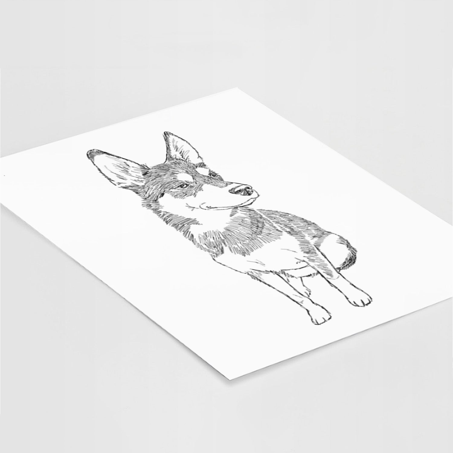 Doodled Ellie the Husky Mix Art Print