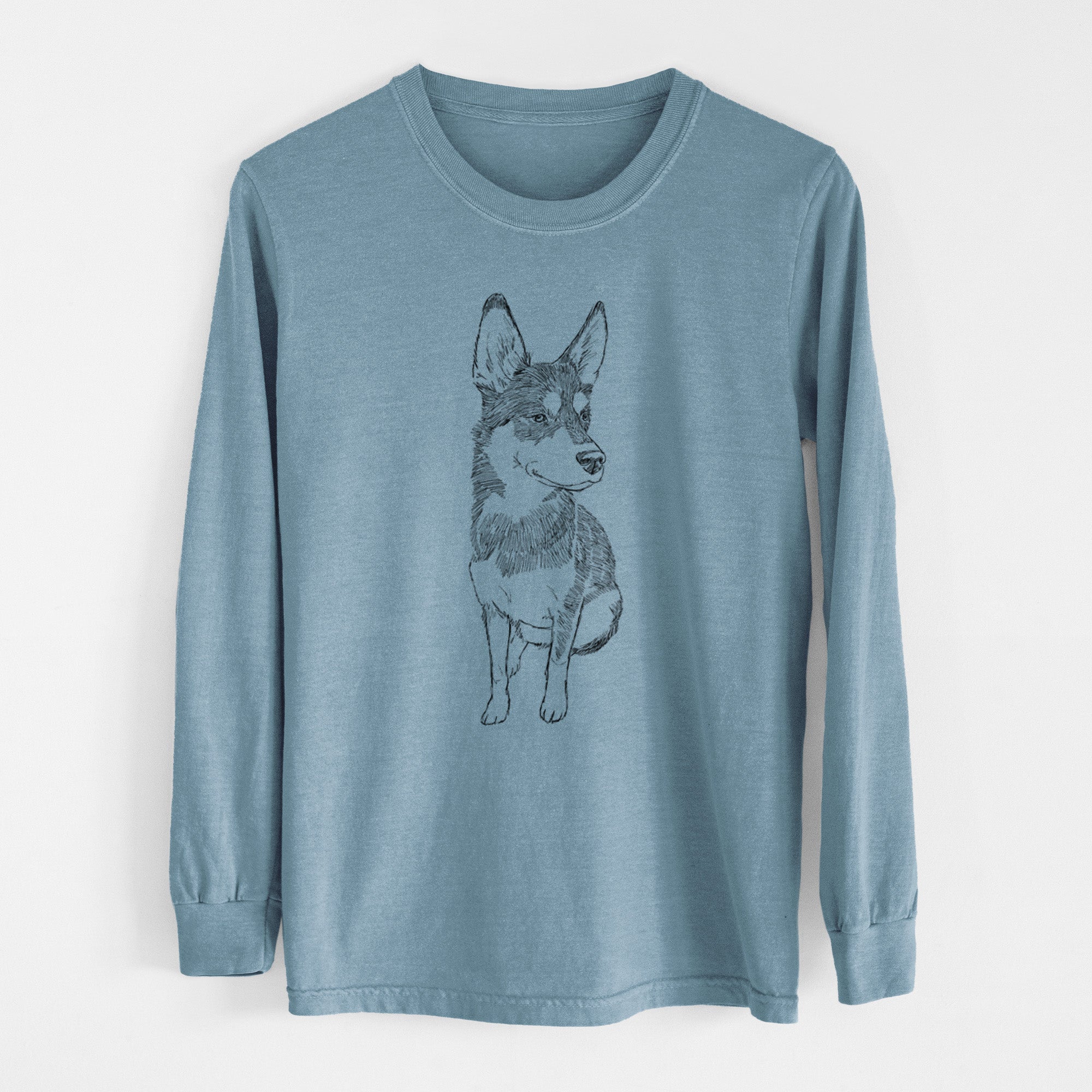 Doodled Ellie the Husky Mix - Heavyweight 100% Cotton Long Sleeve