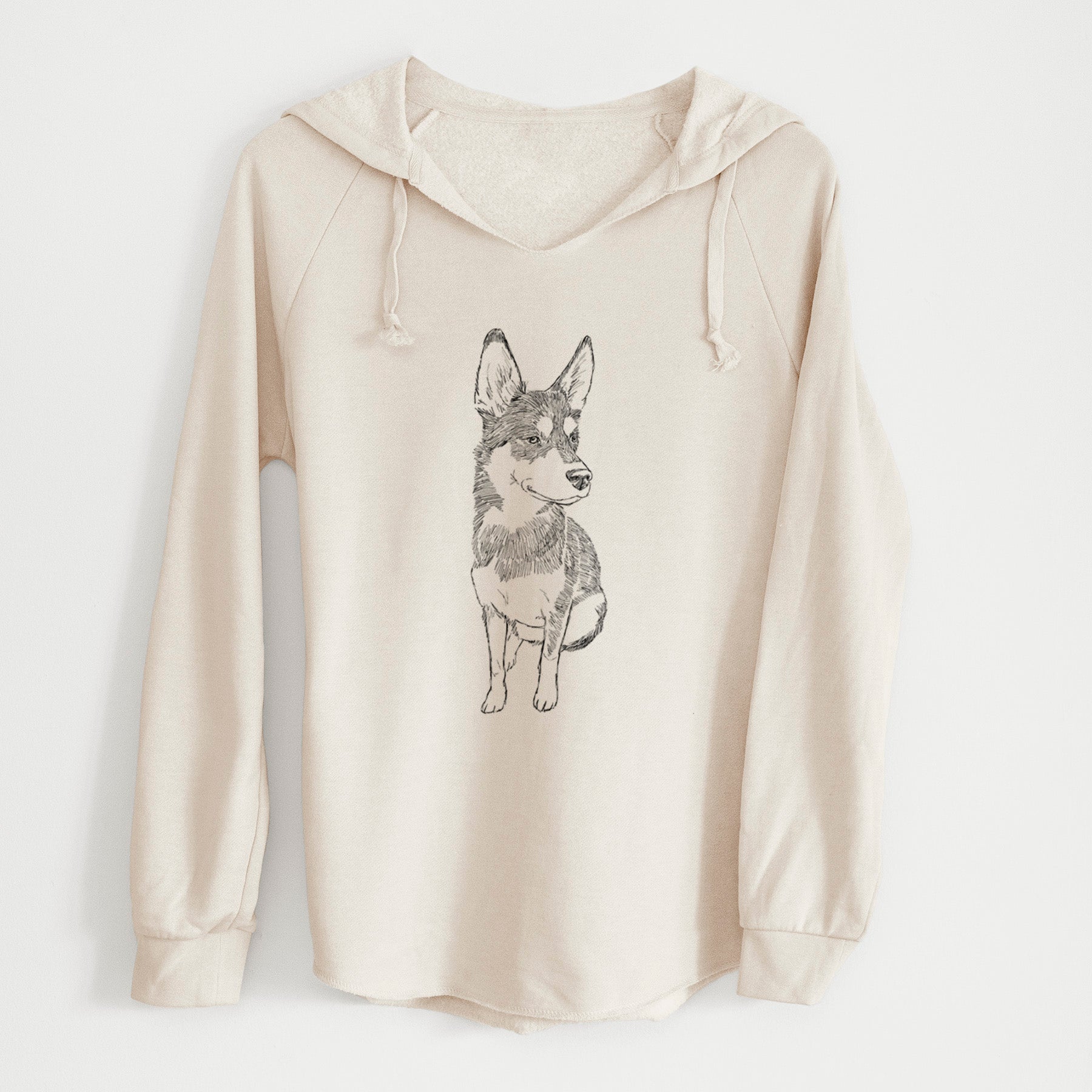 Doodled Ellie the Husky Mix - Cali Wave Hooded Sweatshirt