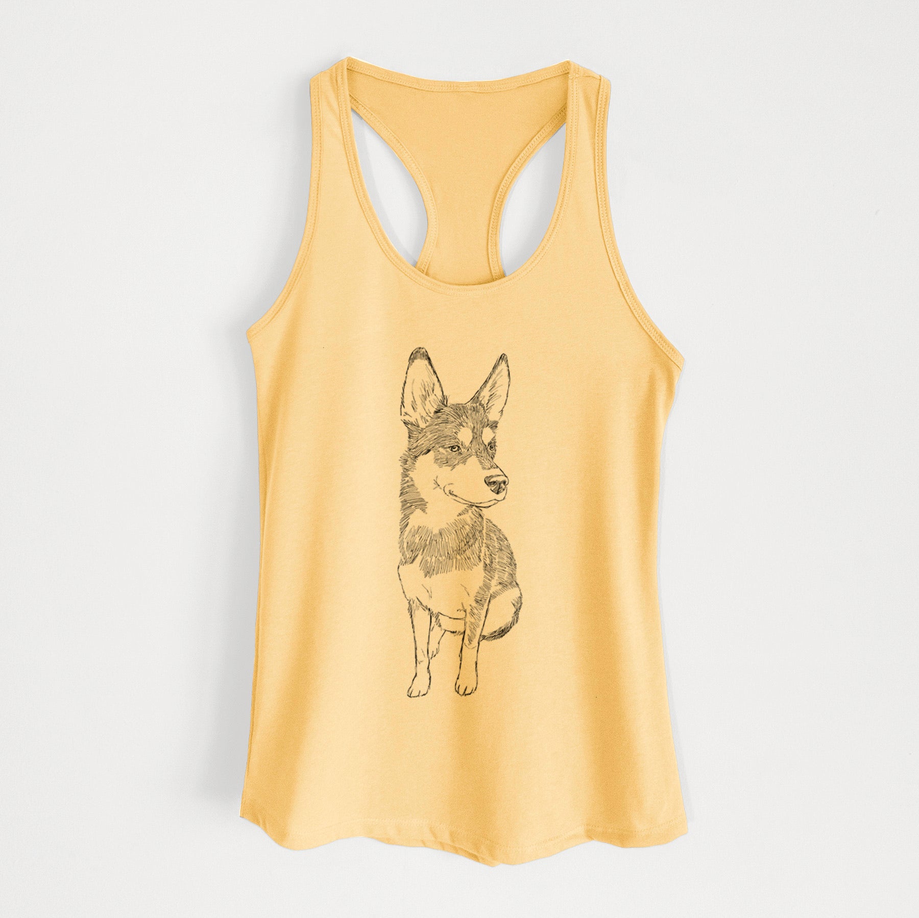 Doodled Ellie the Husky Mix - Women's Racerback Tanktop