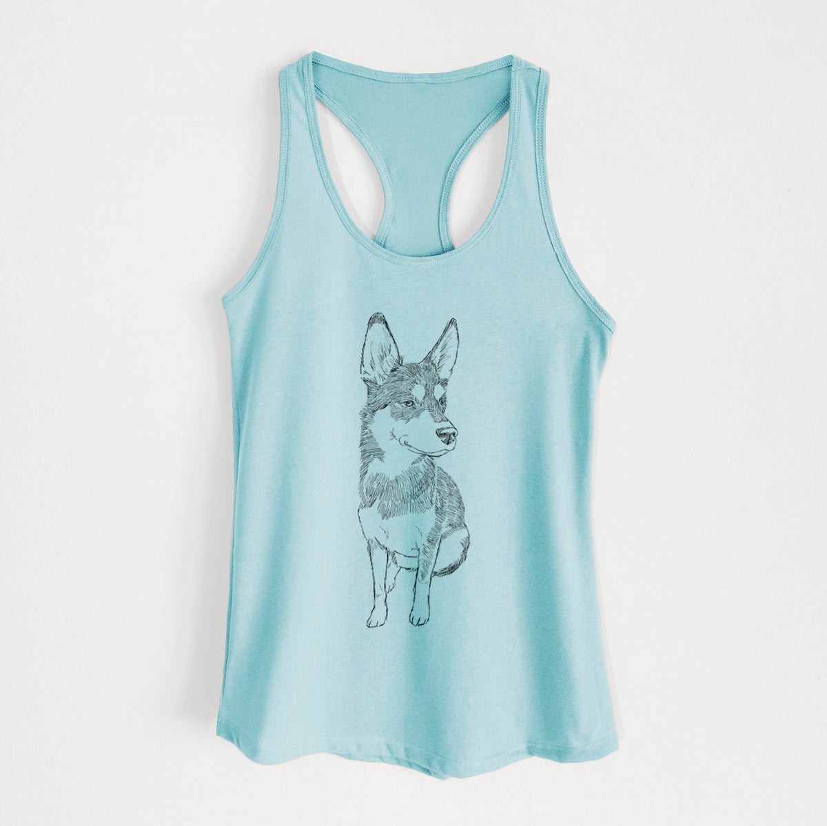 Doodled Ellie the Husky Mix - Women&#39;s Racerback Tanktop