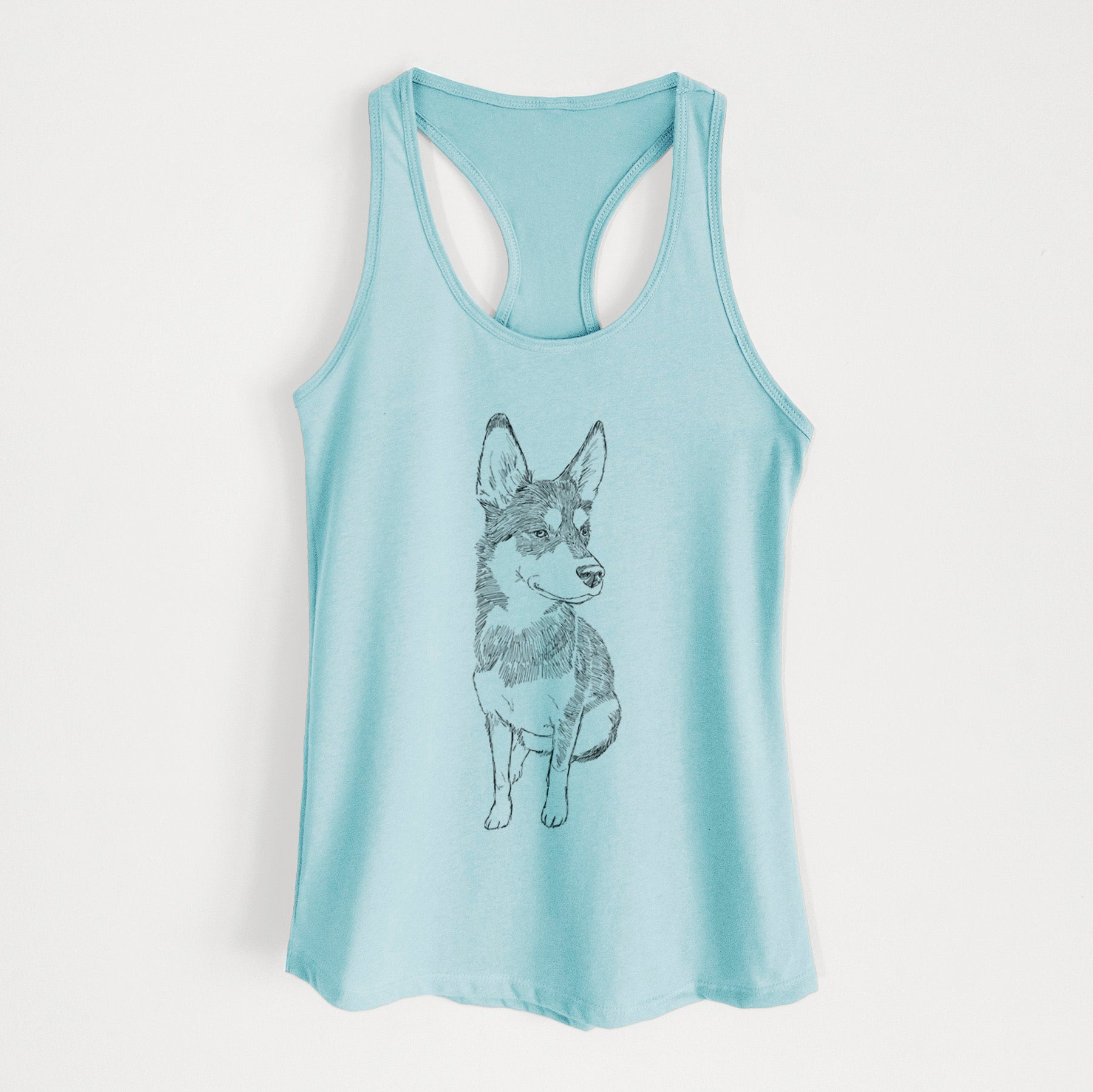 Doodled Ellie the Husky Mix - Women's Racerback Tanktop