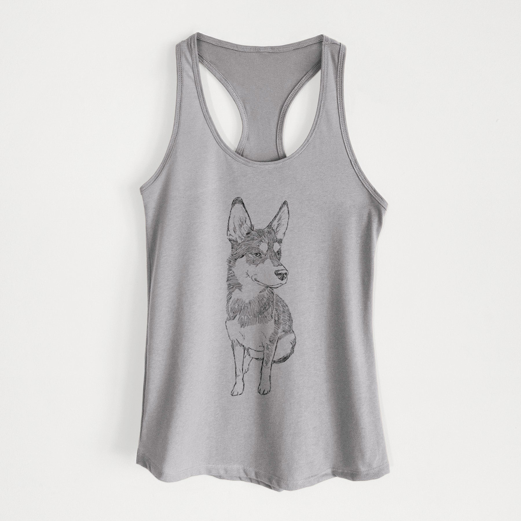 Doodled Ellie the Husky Mix - Women's Racerback Tanktop