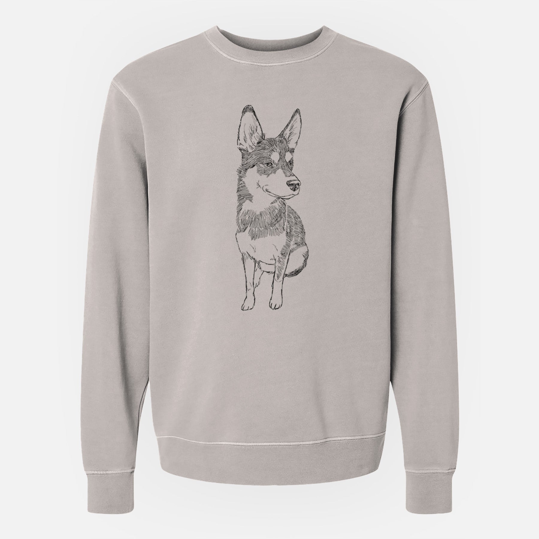 Doodled Ellie the Husky Mix - Unisex Pigment Dyed Crew Sweatshirt