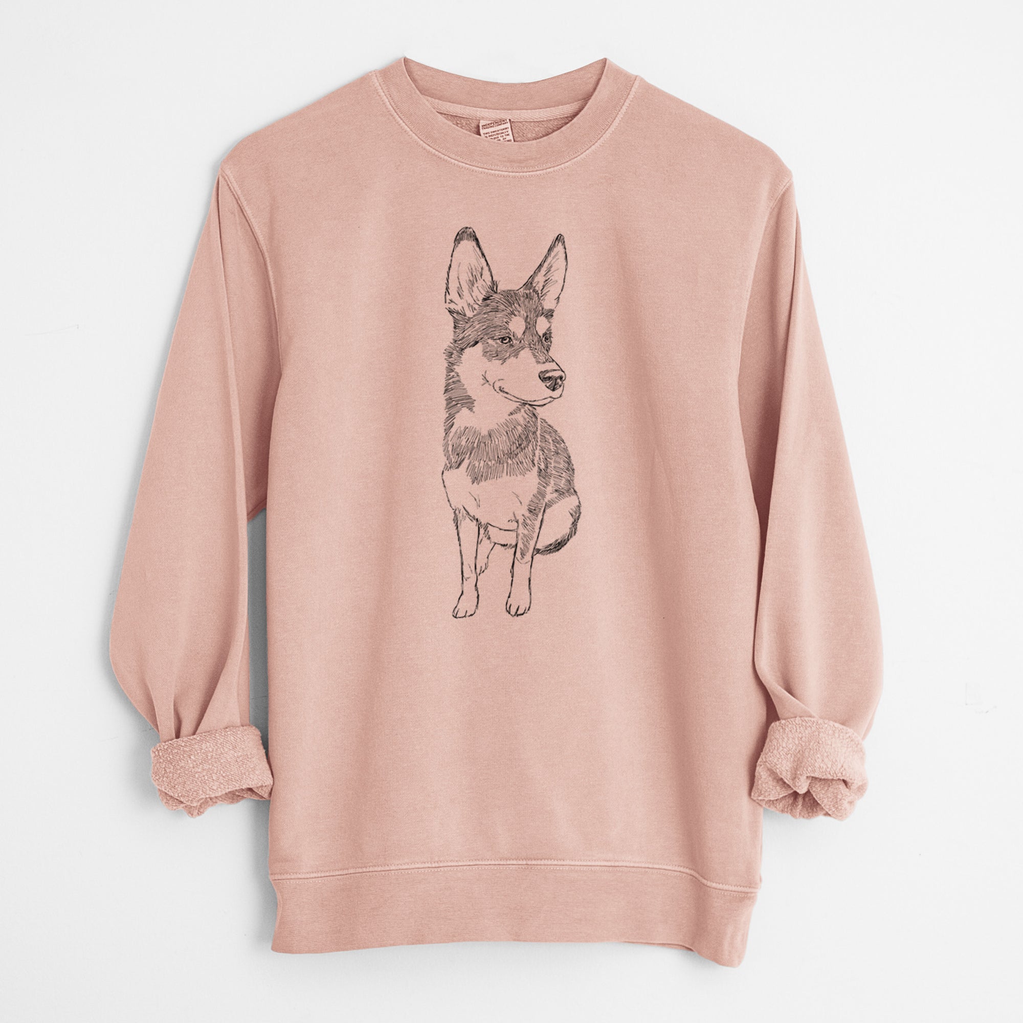 Doodled Ellie the Husky Mix - Unisex Pigment Dyed Crew Sweatshirt