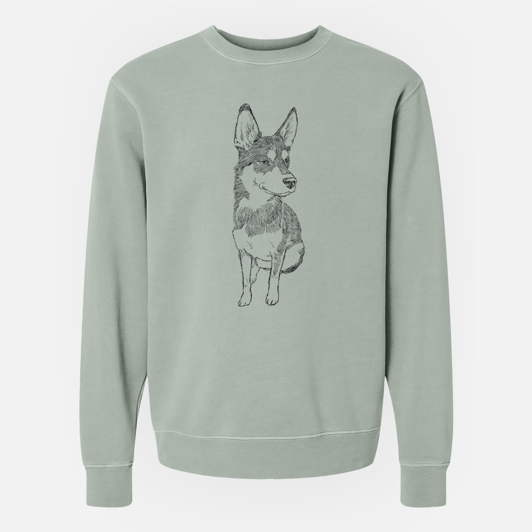 Doodled Ellie the Husky Mix - Unisex Pigment Dyed Crew Sweatshirt