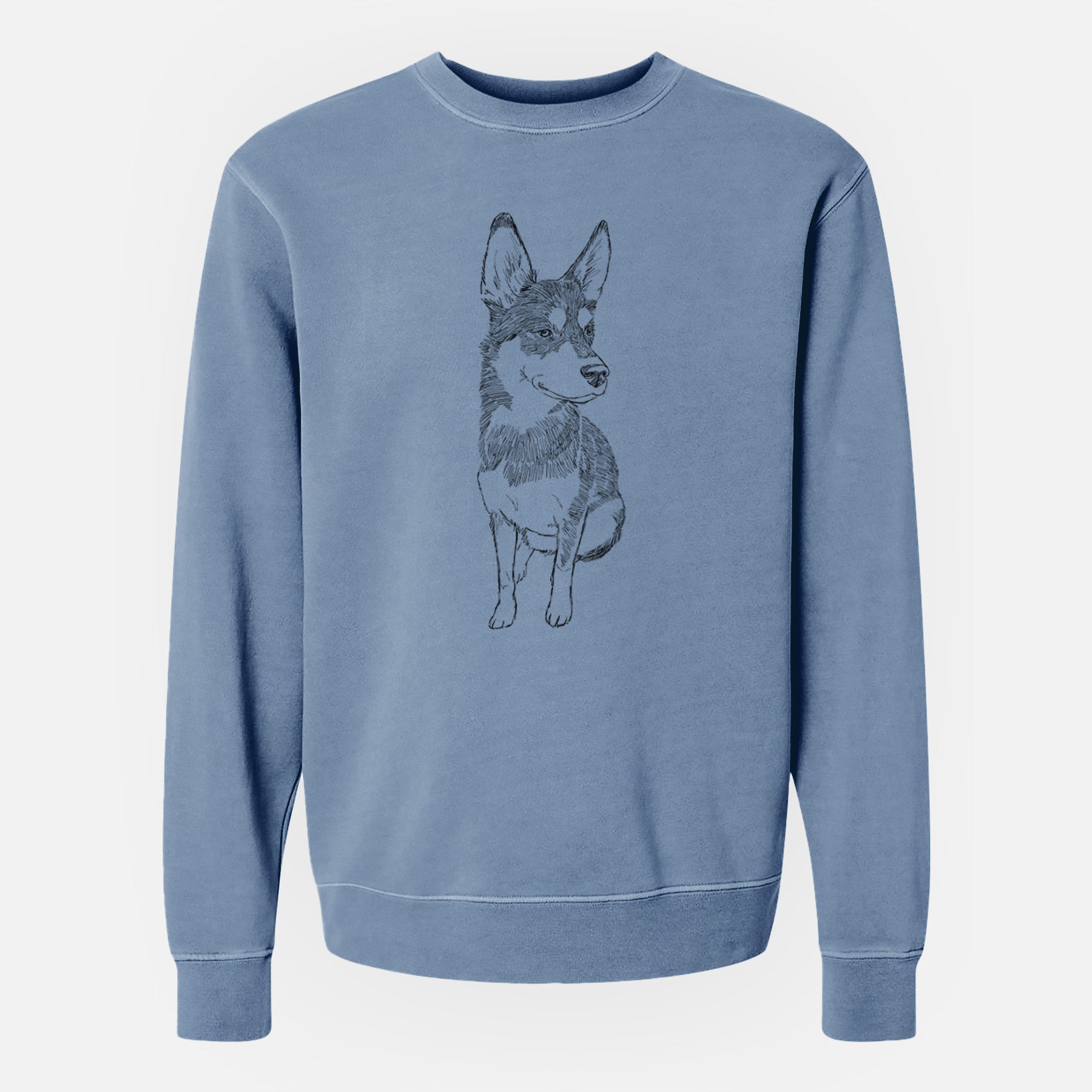 Doodled Ellie the Husky Mix - Unisex Pigment Dyed Crew Sweatshirt