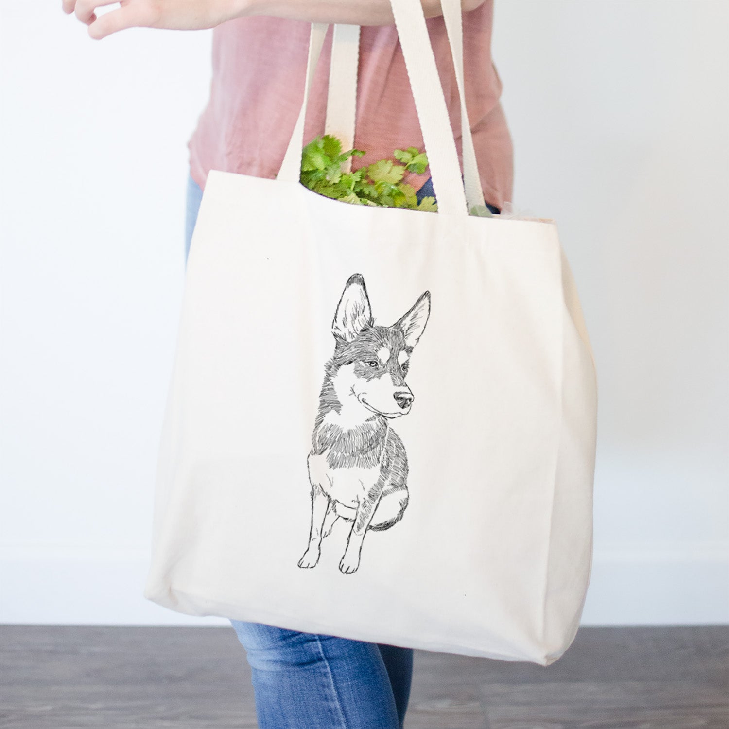 Doodled Ellie the Husky Mix - Tote Bag