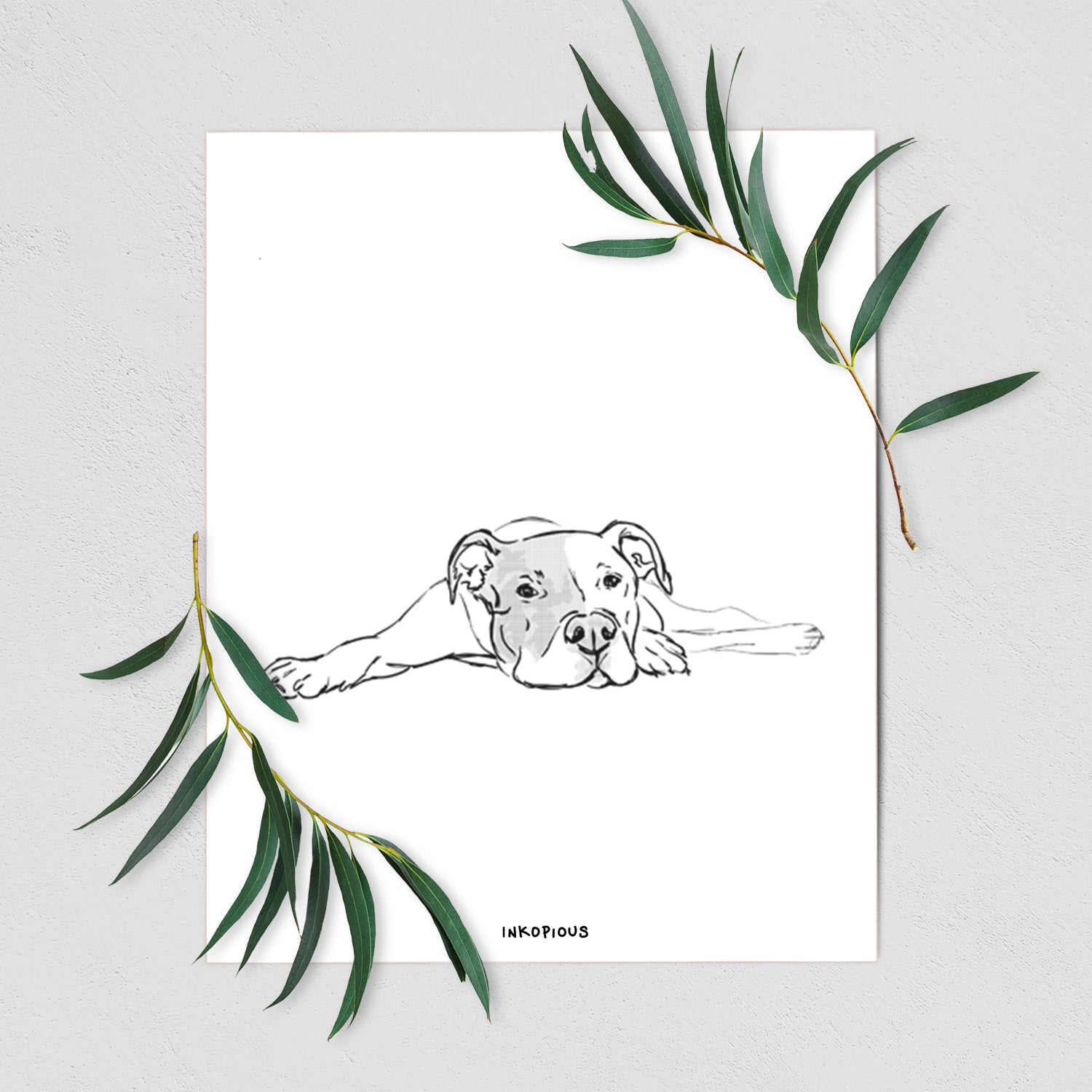 Doodled Harvey the American Staffordshire Terrier Art Print