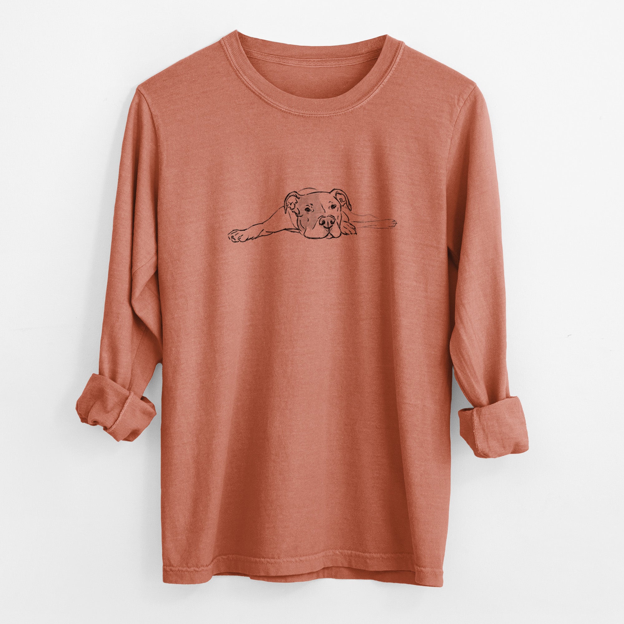 Doodled Harvey the American Staffordshire Terrier - Heavyweight 100% Cotton Long Sleeve