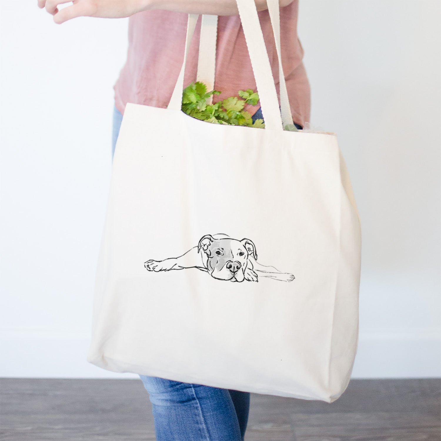 Doodled Harvey the American Staffordshire Terrier - Tote Bag