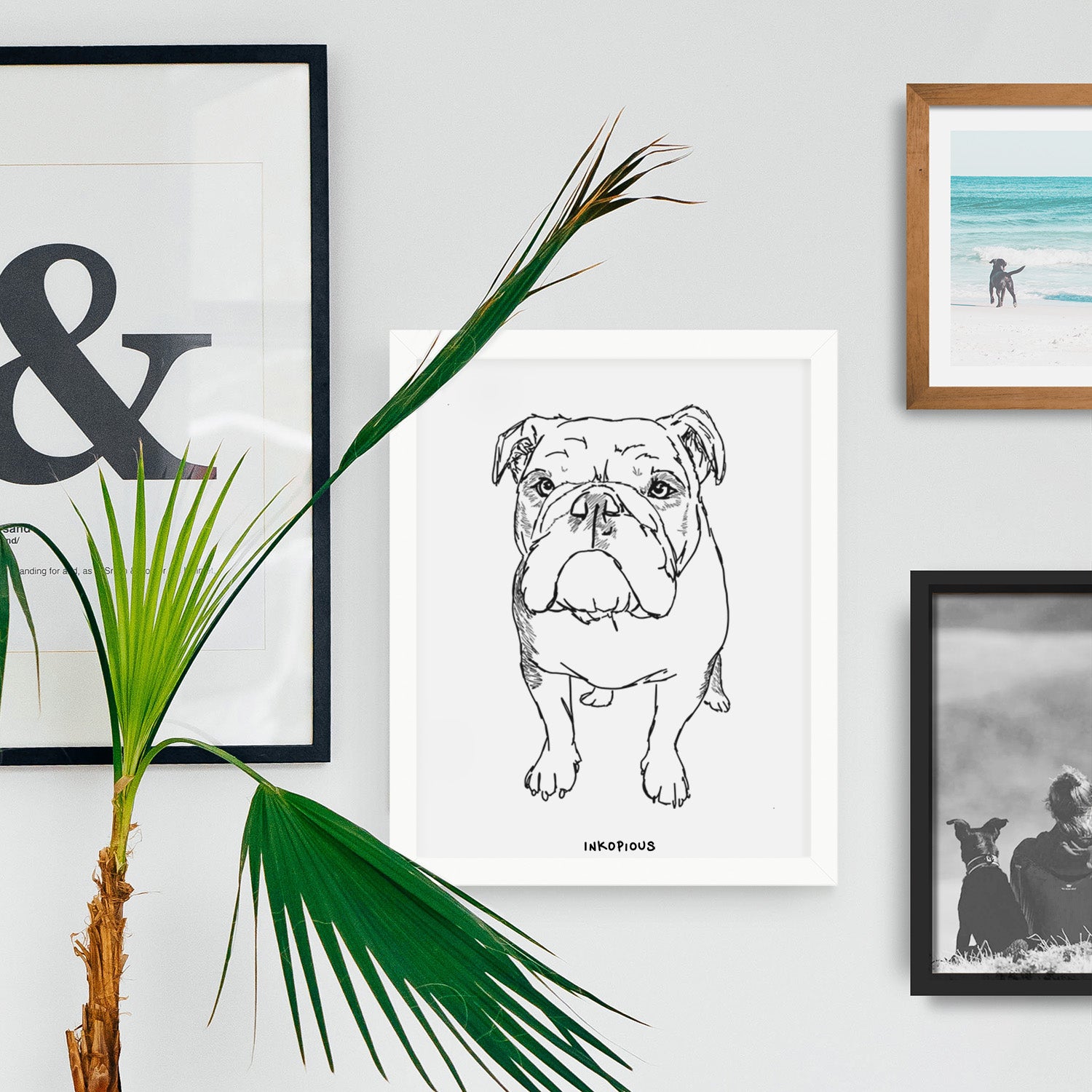 Doodled Henry the English Bulldog Art Print