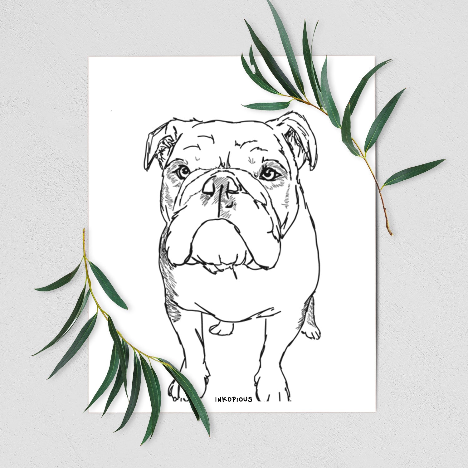 Doodled Henry the English Bulldog Art Print